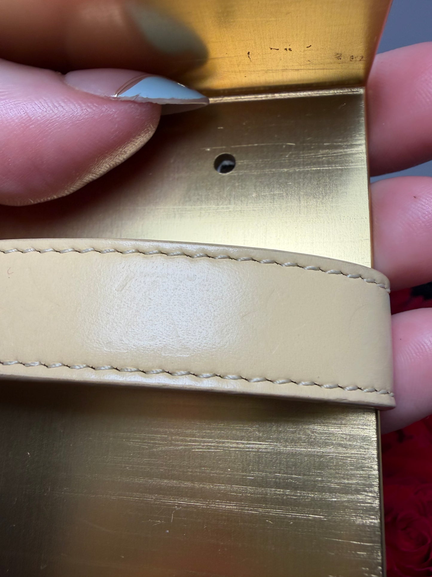 Louis Vuitton Good Luck Bracelet in Beige Leather w/Dust Bag