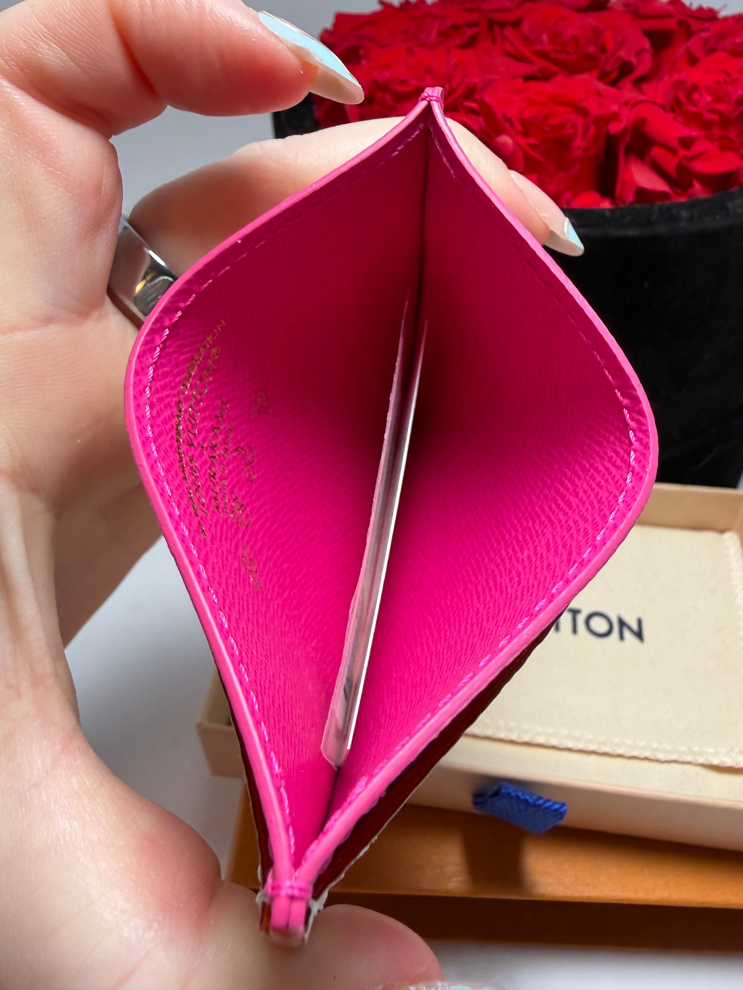 Louis Vuitton LV x TM White Multicolor & Hot Pink Card Case Murakami NWT