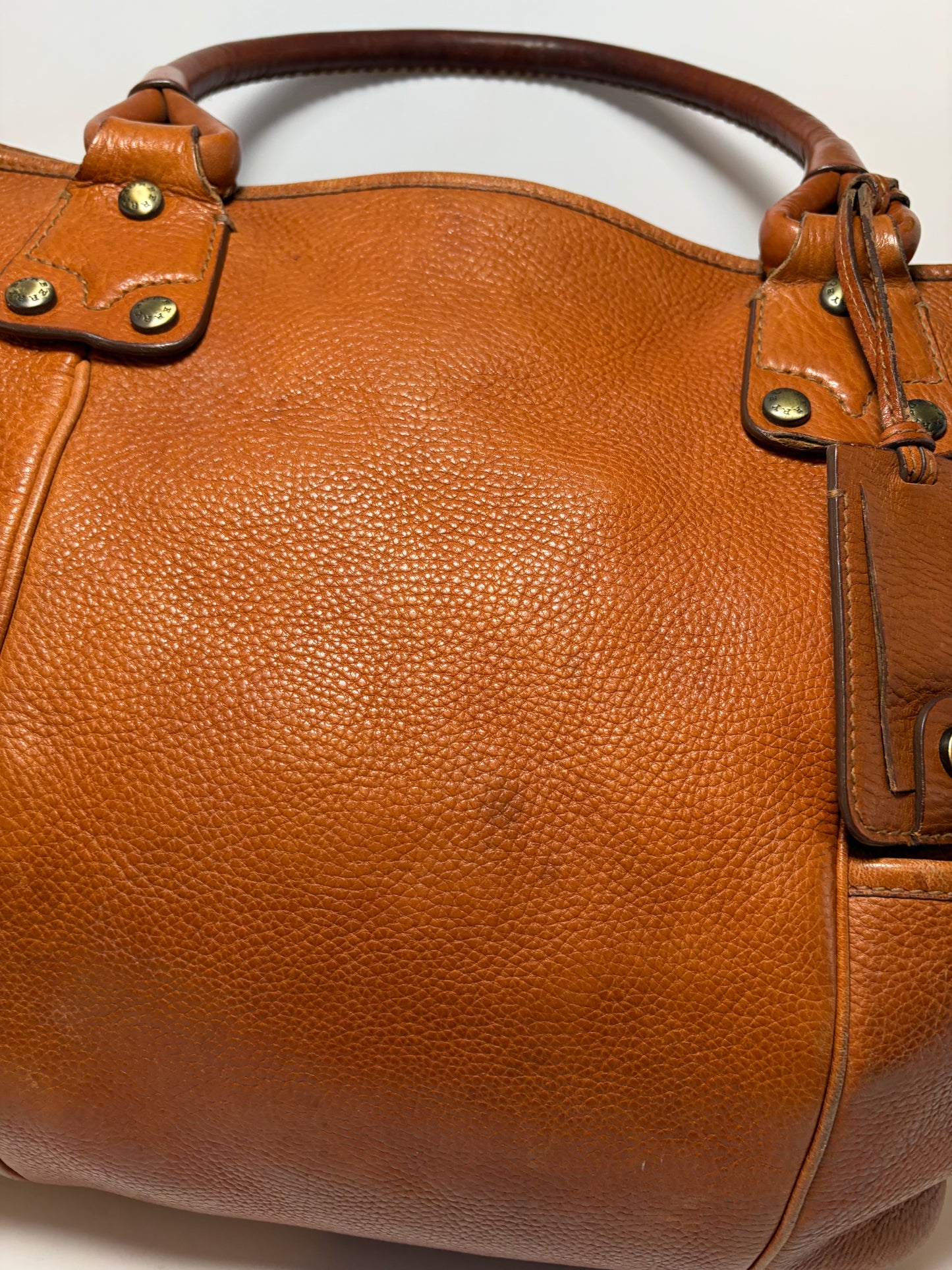 Burberry Large Pebbled Leather Tote W/Plaid Check Interior