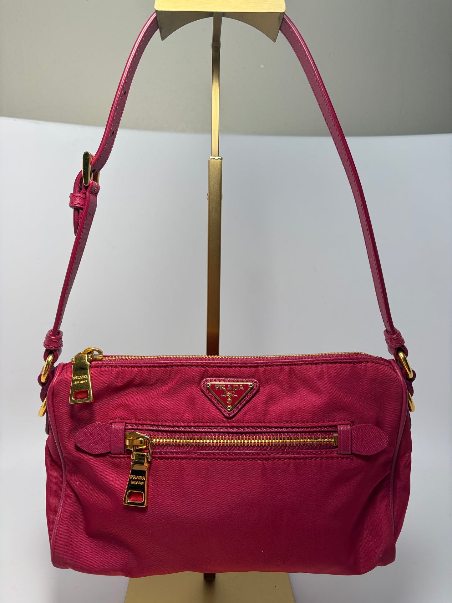 Prada Tessuto Peonia Pink Nylon Shoulder Bag