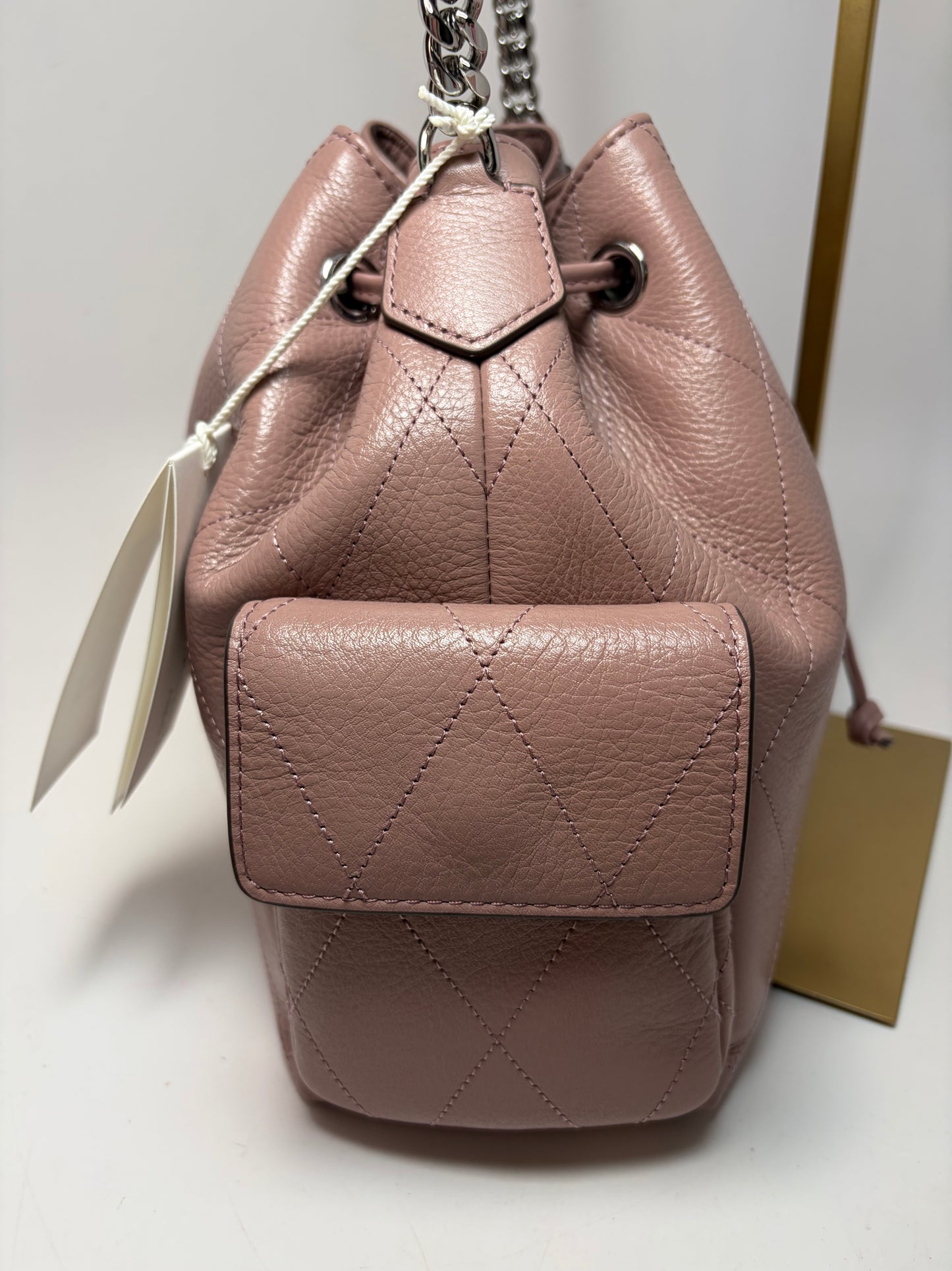 Tory Burch Quilted Small Charlie Drawstring Shoulder Bag/Crossbody in Mauve NWT & Dust Bag