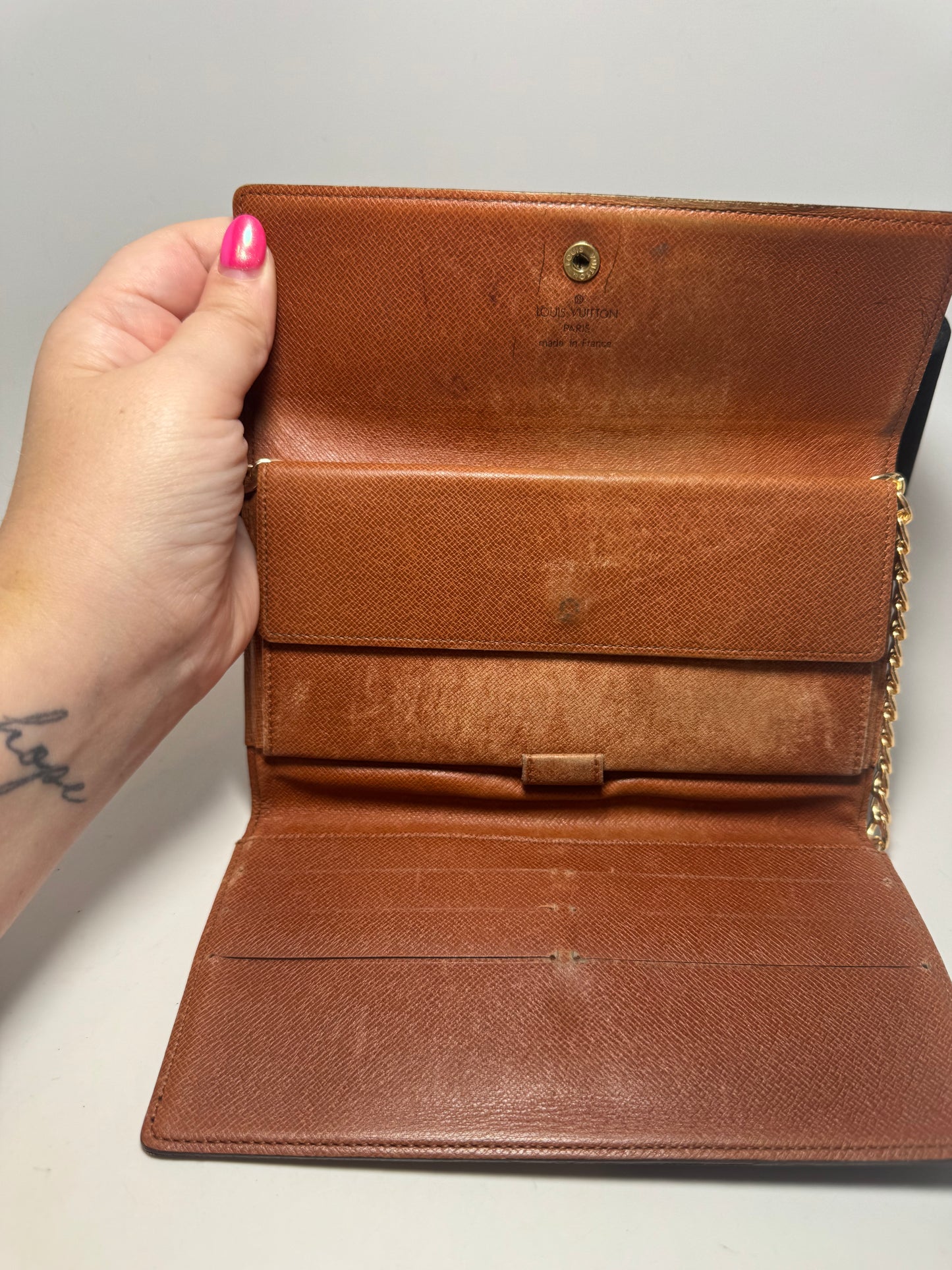 Louis Vuitton Sarah Trifold Monogram Wallet on Chain