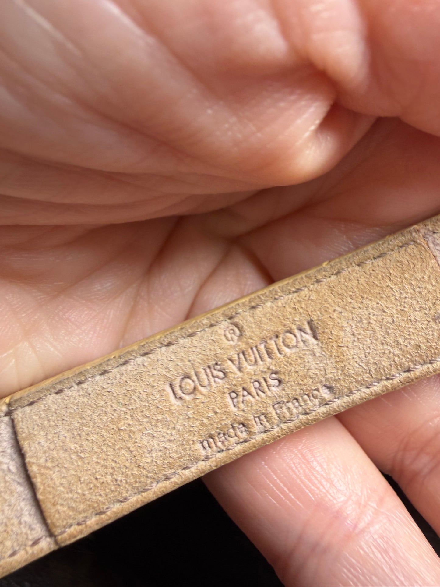Louis Vuitton Good Luck Bracelet in Beige Leather w/Dust Bag