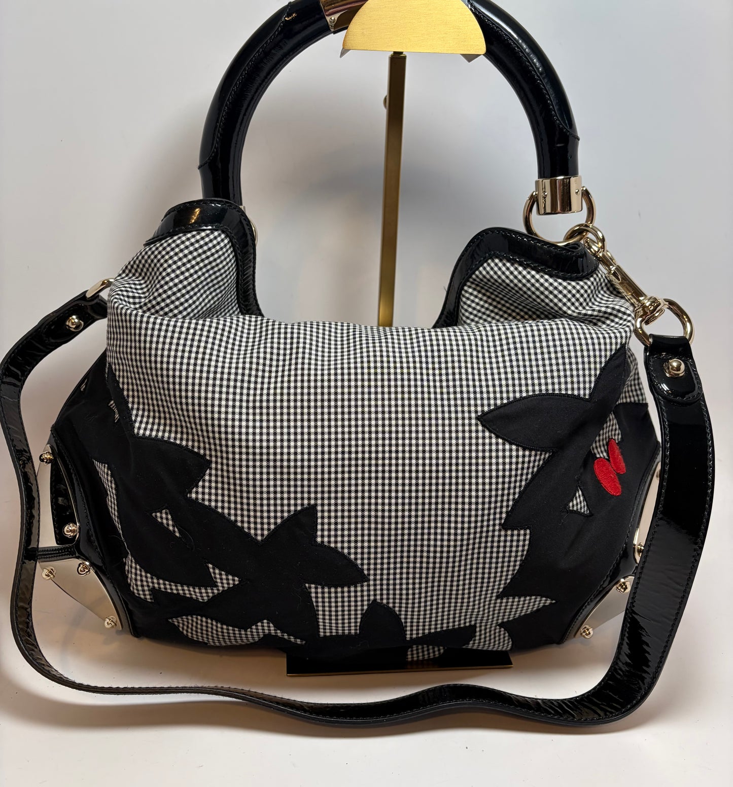 Gucci Indy Babouska Bamboo Top Handle Bag w/Shoulder Strap