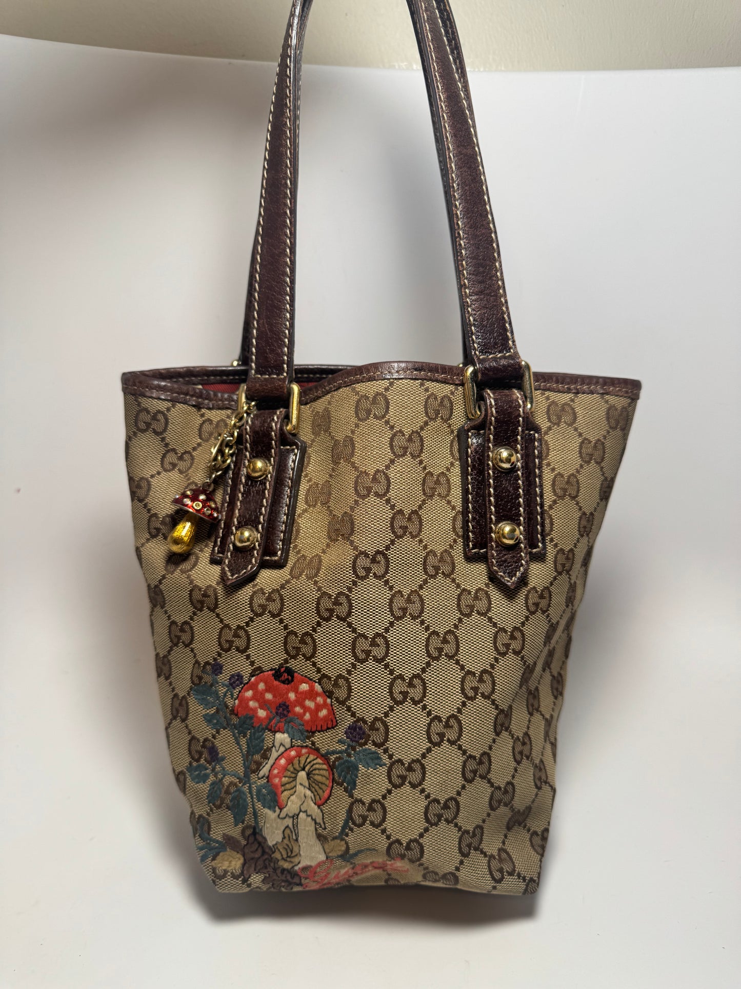 Gucci GG Canvas Mushrooms Tote Embroidered Bag