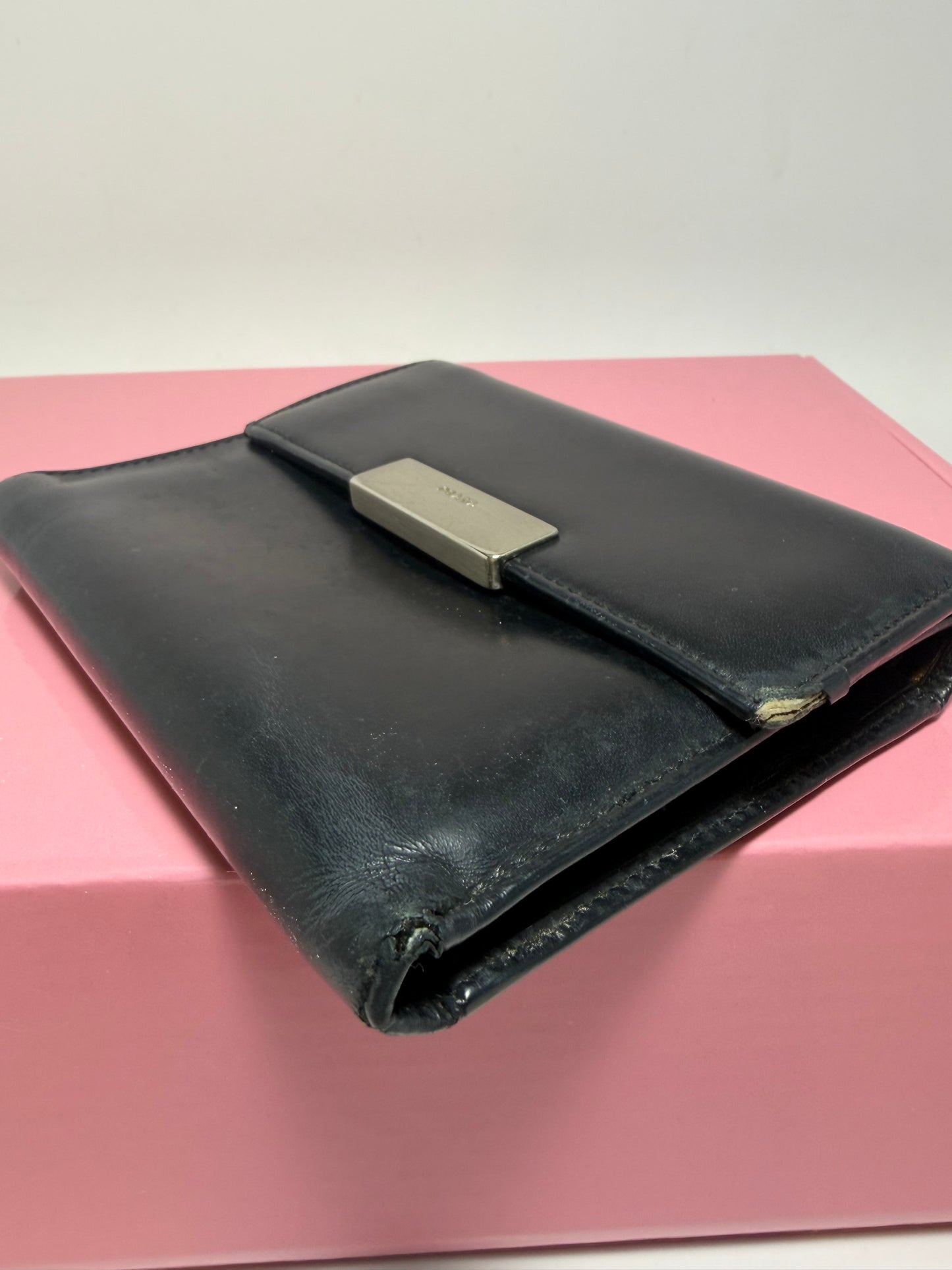 Prada Black Leather Trifold Wallet