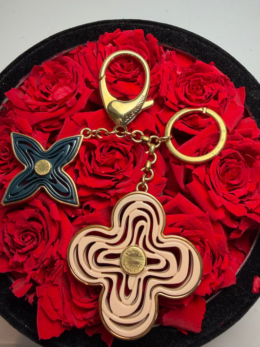 Louis Vuitton Resin Naïf Flower Pink, Black & Gold Bag Charm w/box