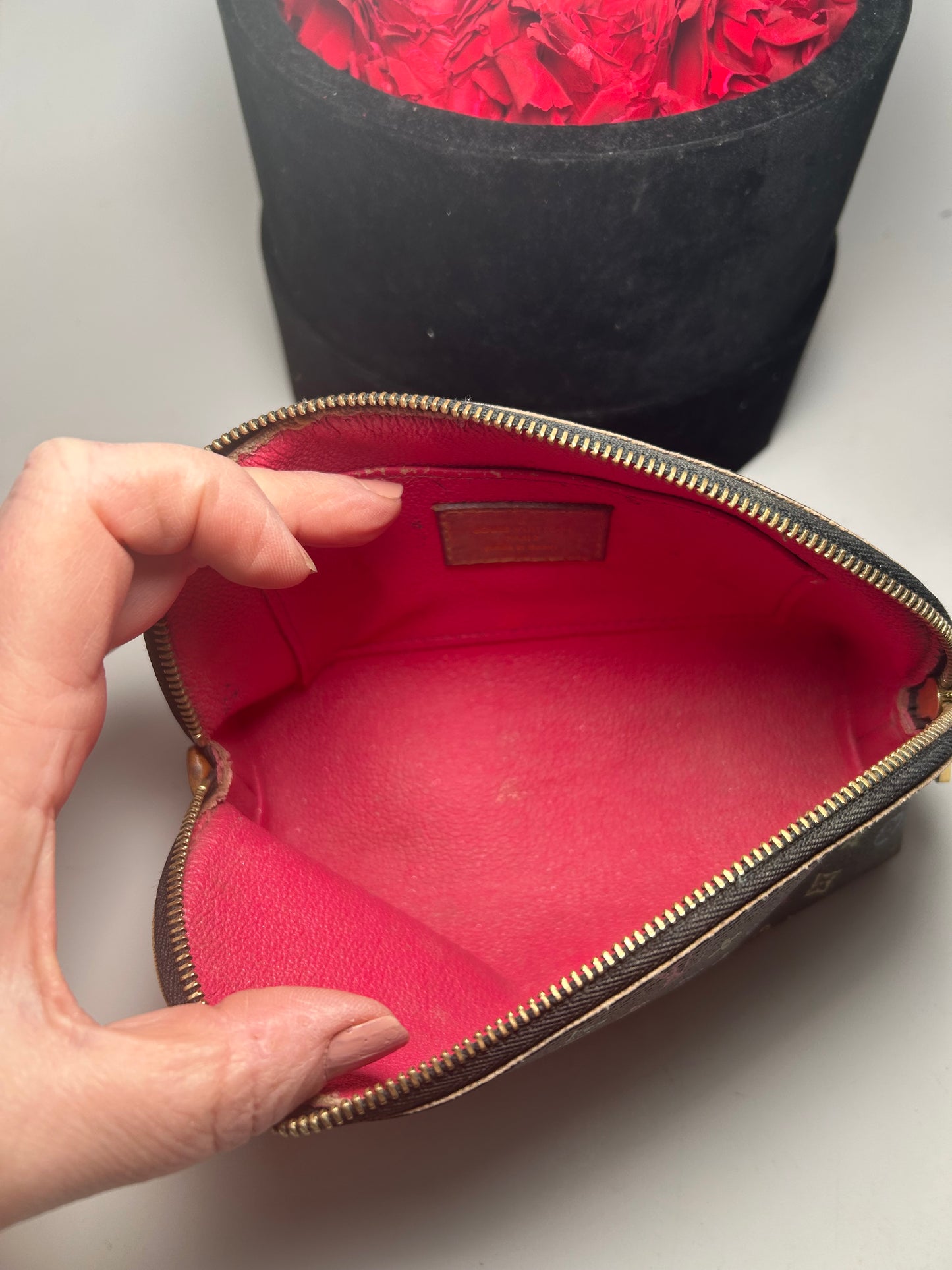 Louis Vuitton Takashi Murakami Black Multicolore Monogram Cosmetic Pouch w/Hot Pink Interior