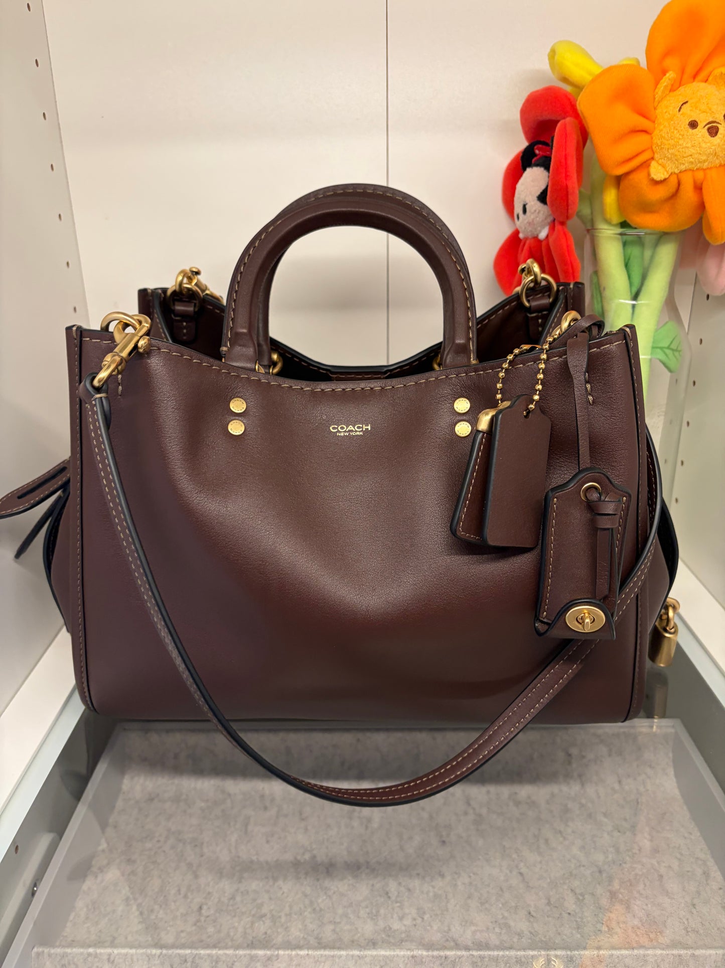 Coach Rogue 31 Maple & Brass w/shoulder straps, crossbody strap & dust bag- Like New