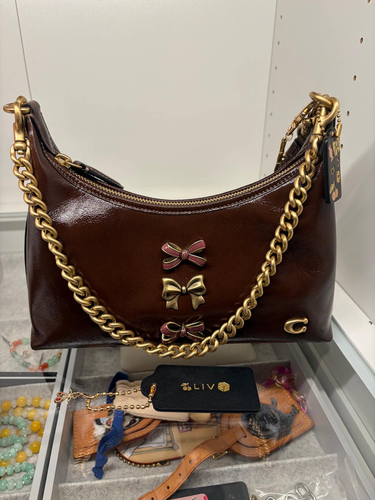 Coach Juliette 25 Maple Glazed Leather Shoulder Bag/Crossbody Coach Create Bows