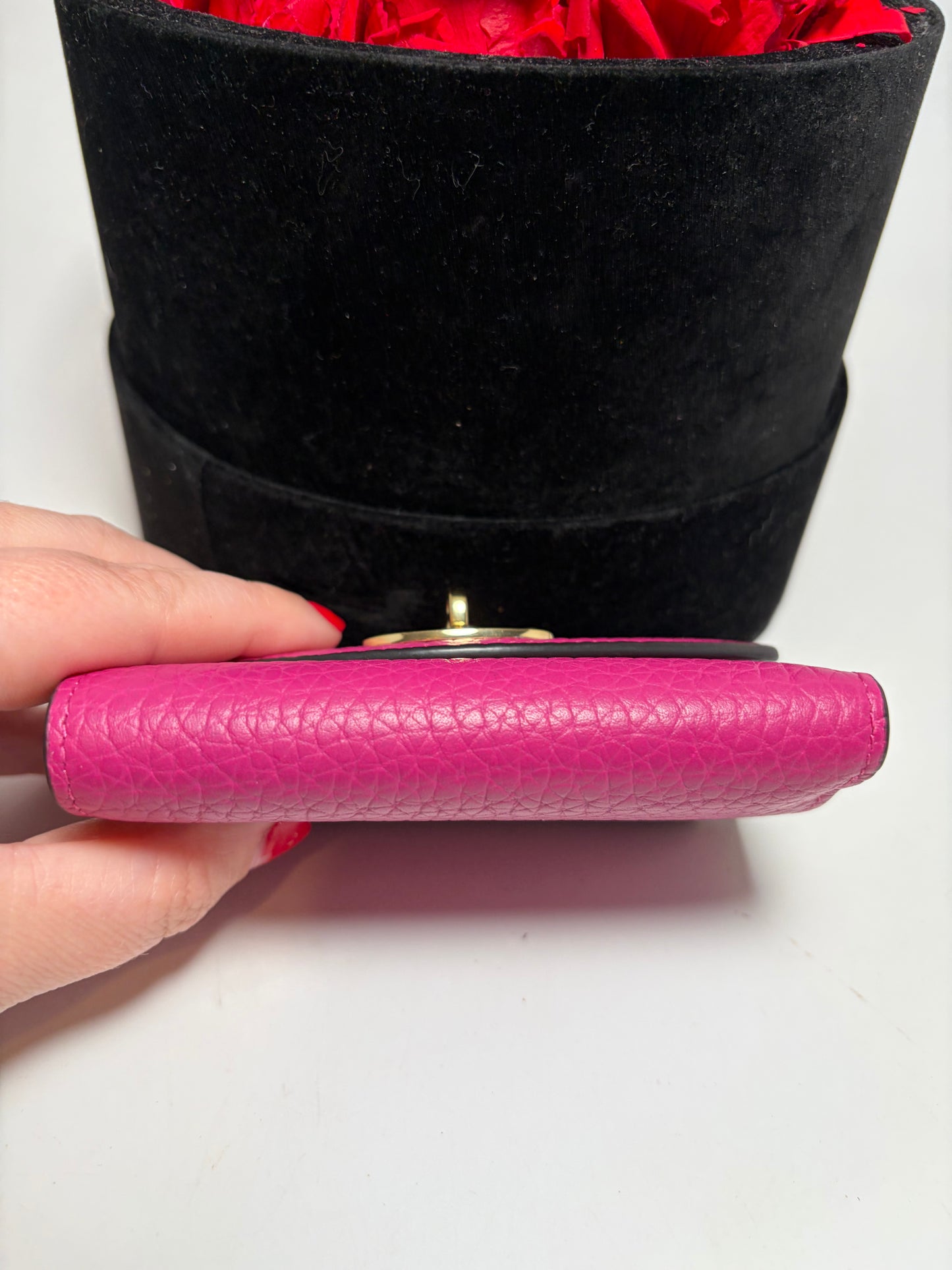 Mulberry Small Darley Hot Pink Pebbled Leather Turn Lock Wallet