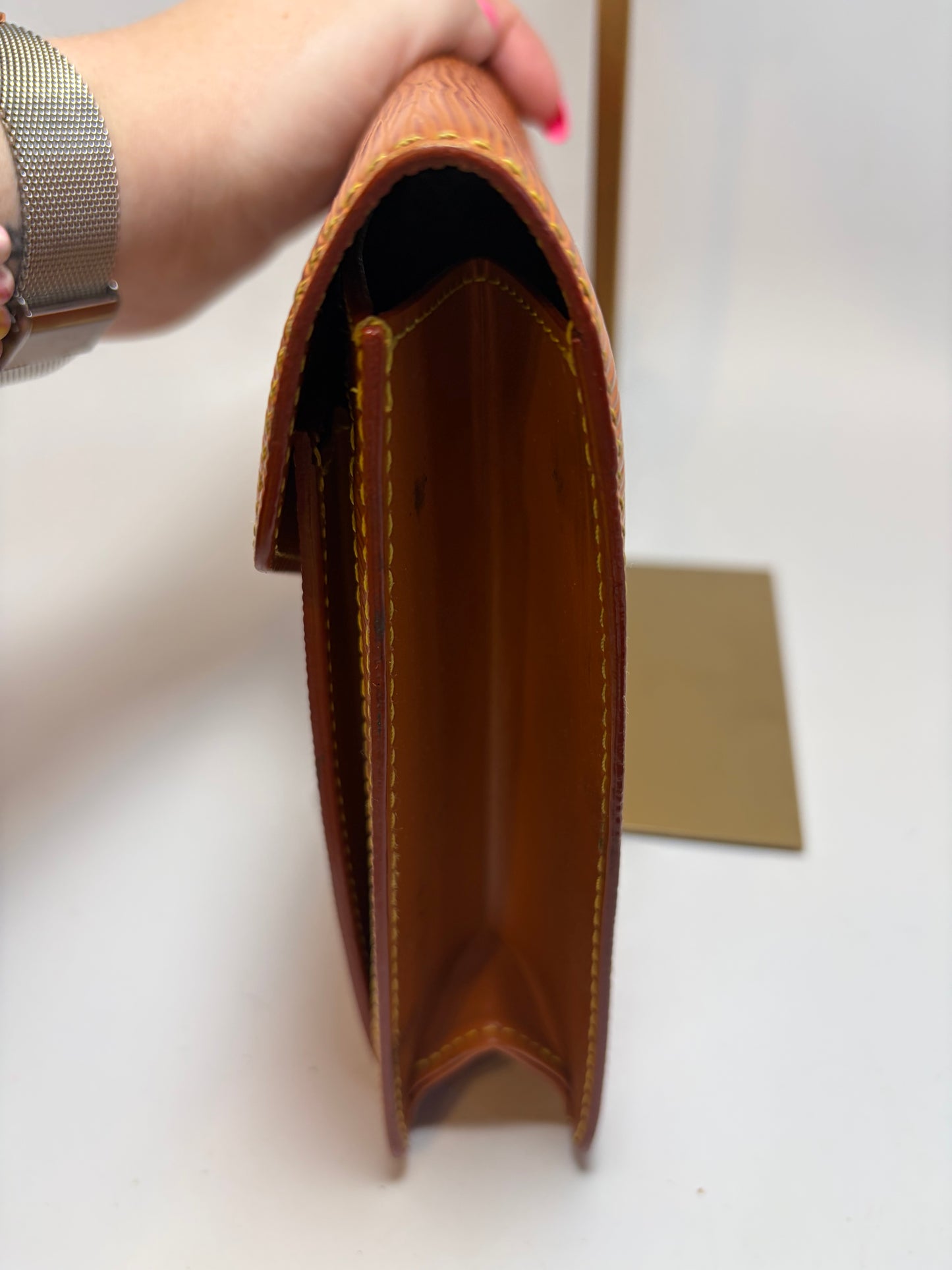 Louis Vuitton Pochette Sellier Draggone Clutch/Wristlet Cognac Epi Leather
