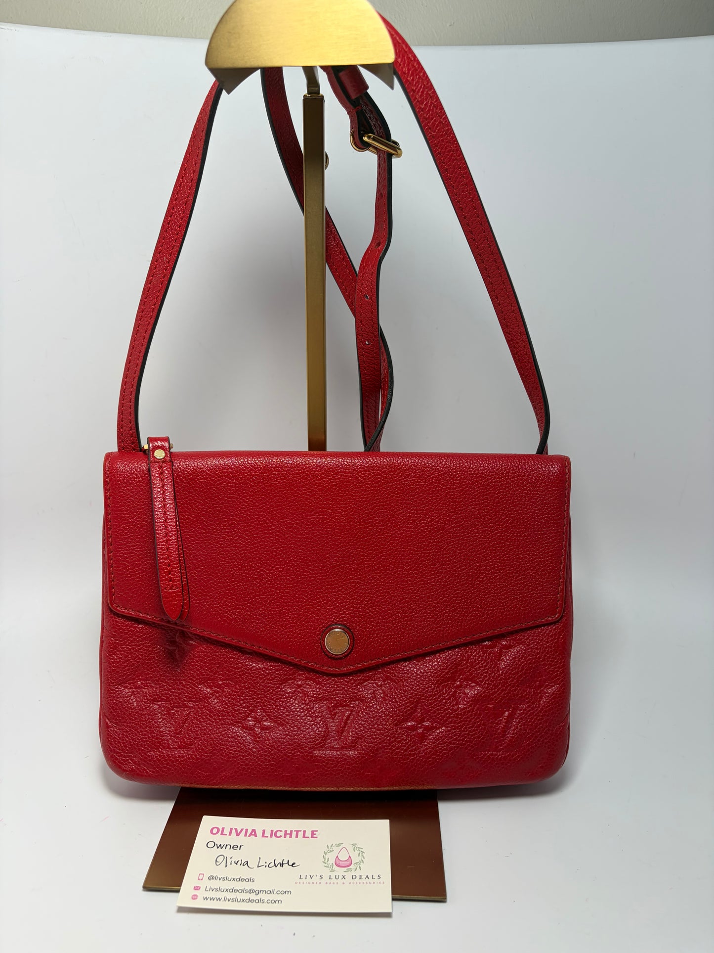 Louis Vuitton Empriente Leather Twice Crossbody in Cherry Red