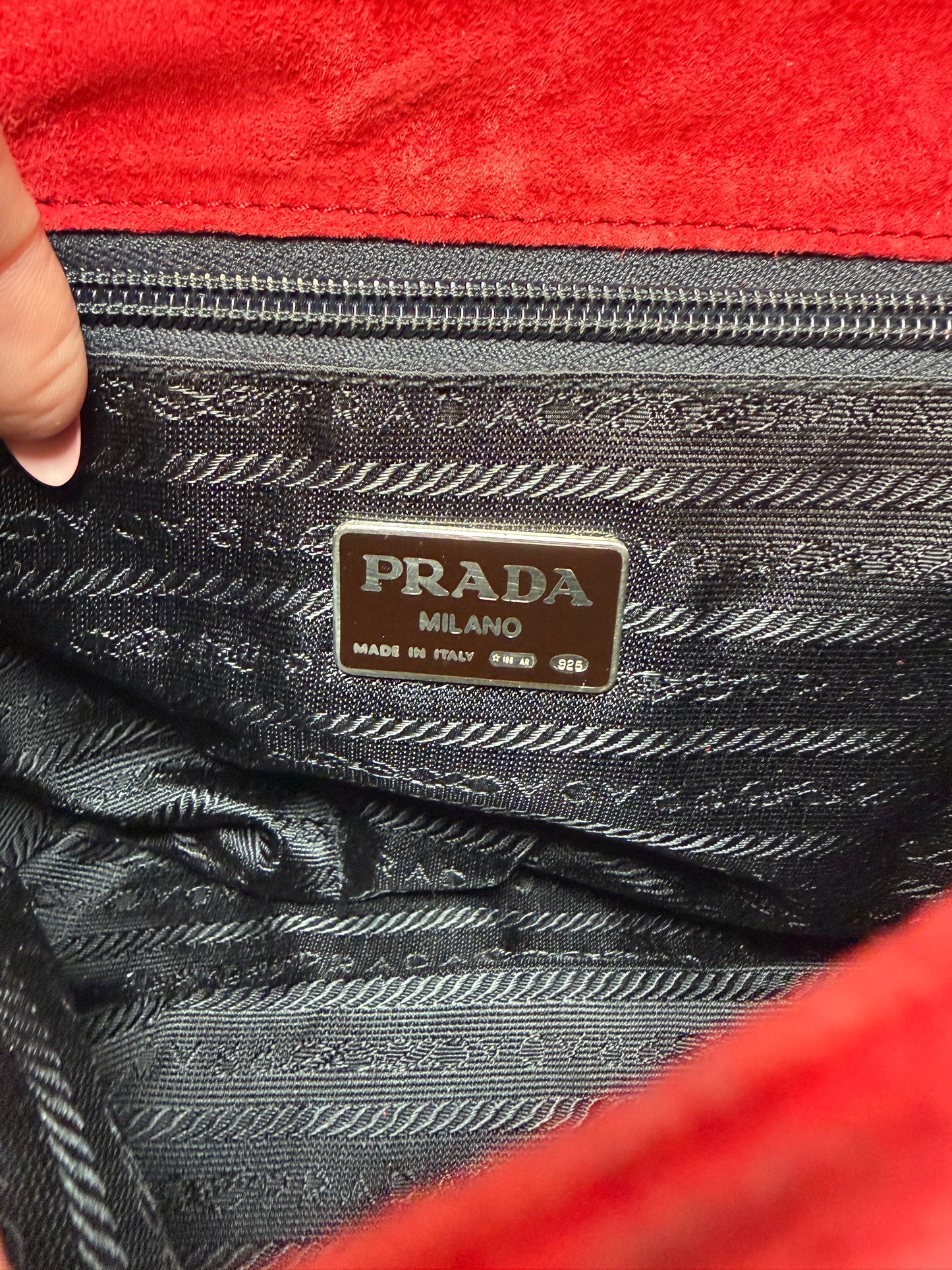 Prada Red Suede Chain Shoulder Bag
