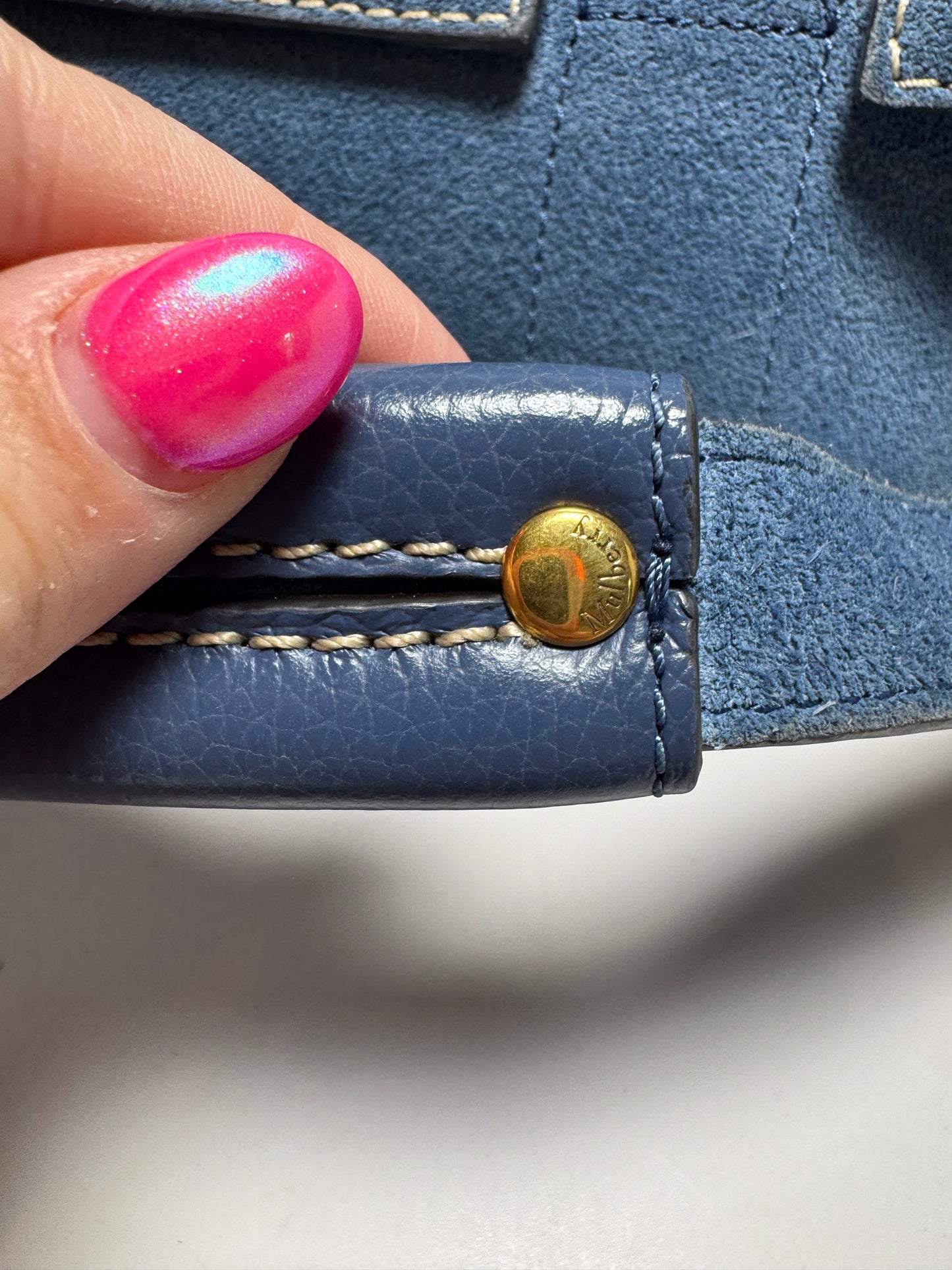 Mulberry East West Bayswater Shoulder Bag in Denim Indigo Suede & Leather – 2024 Release