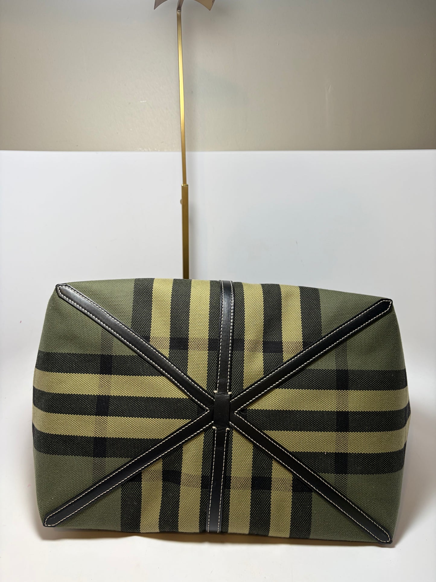 Burberry Check Canvas Tote Green & Khaki and Wristlet