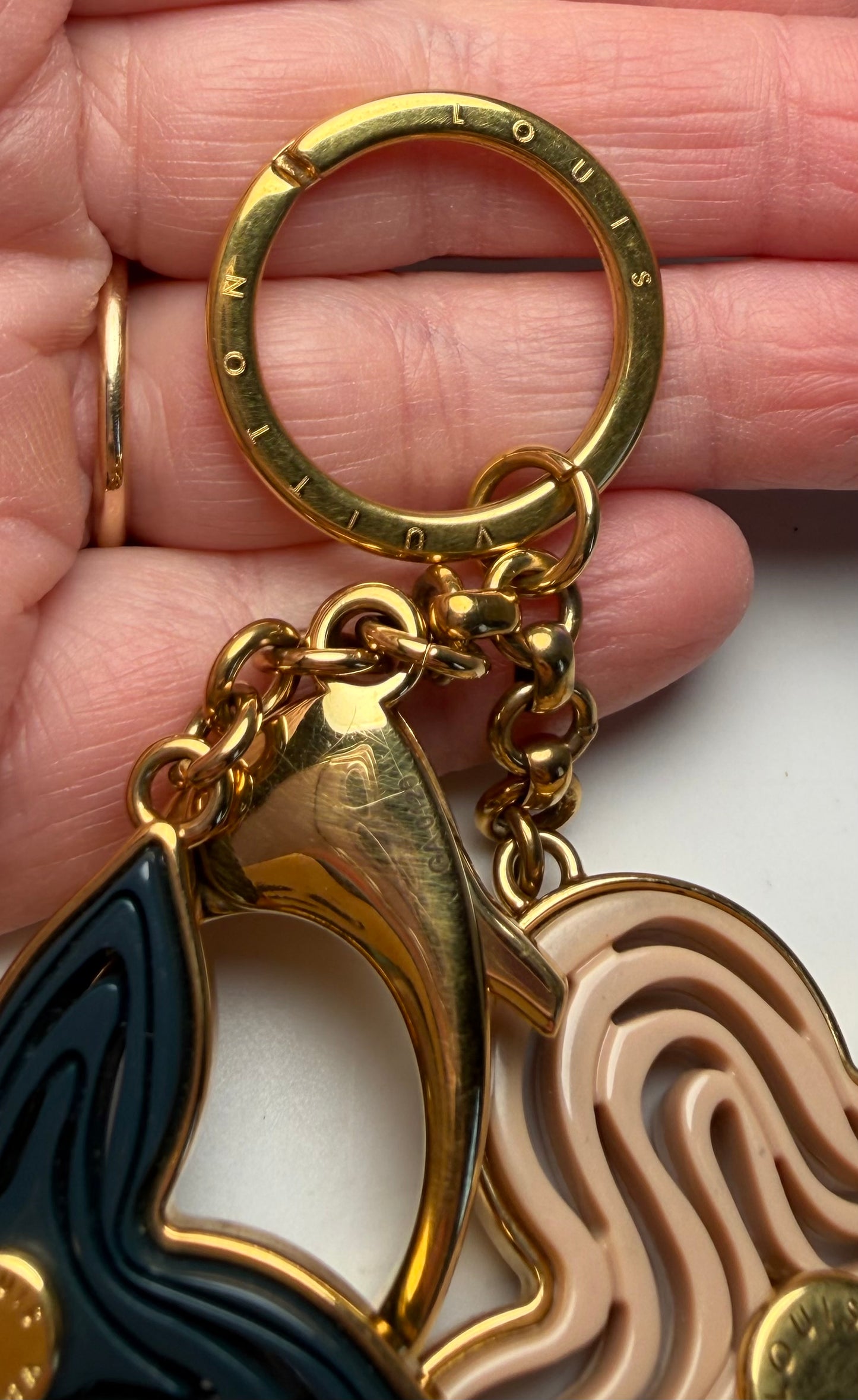 Louis Vuitton Resin Naïf Flower Pink, Black & Gold Bag Charm w/box
