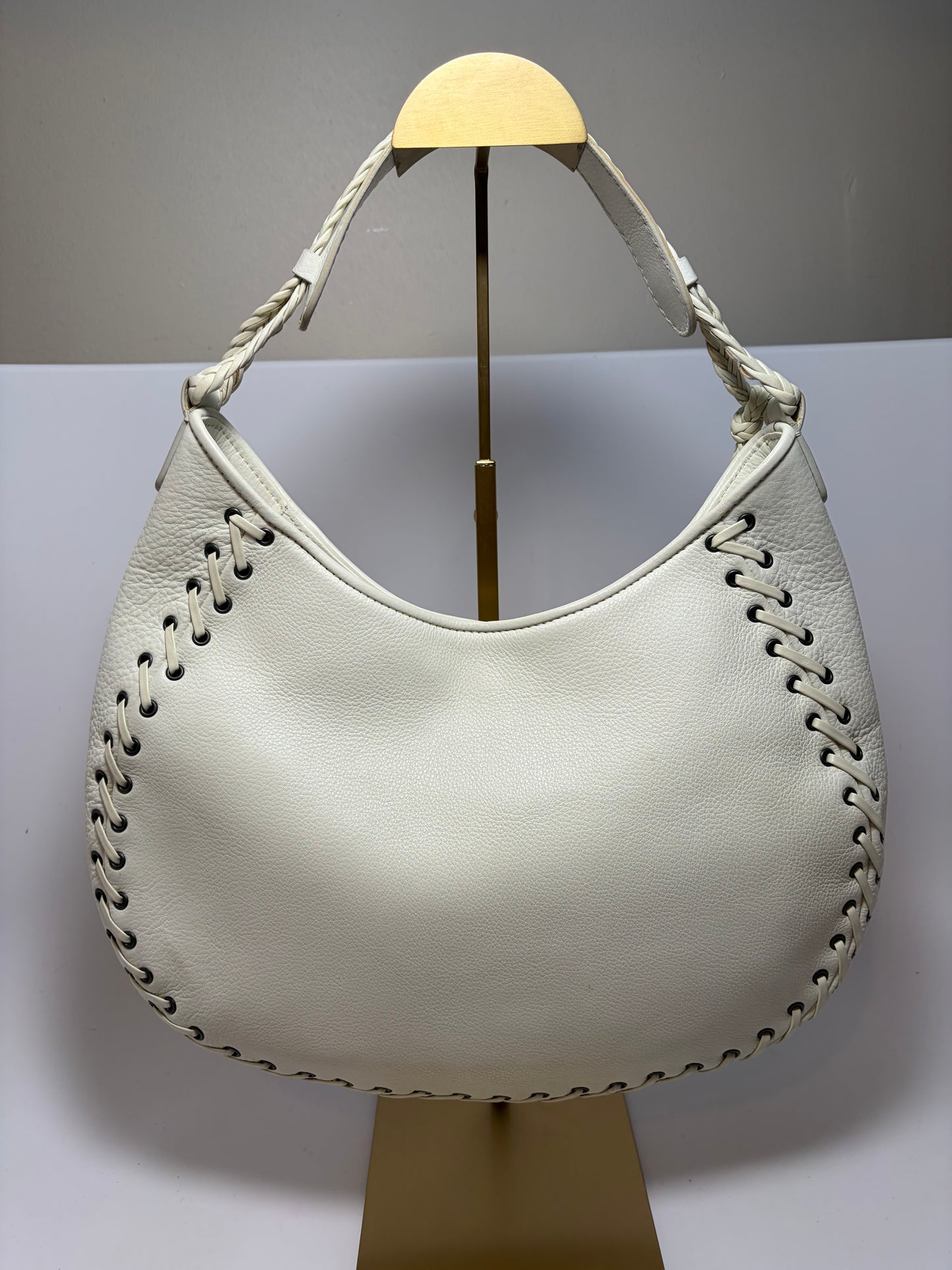 Christian Dior Y2K Cream Leather Hobo Bag with Charm & COA