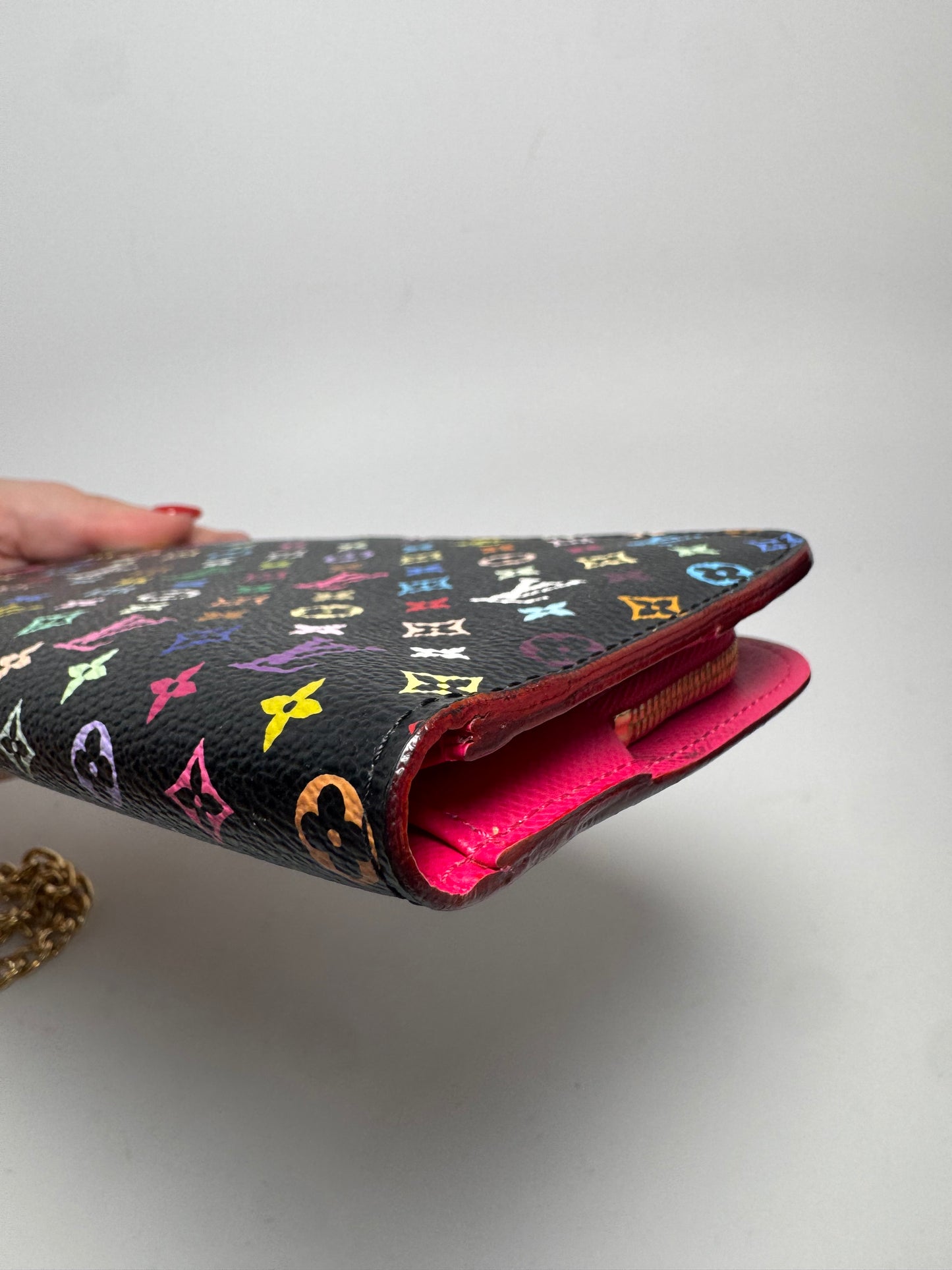 Louis Vuitton Insolite Wallet/Wristlet Multicolor Monogram w/Hot Pink Interior
