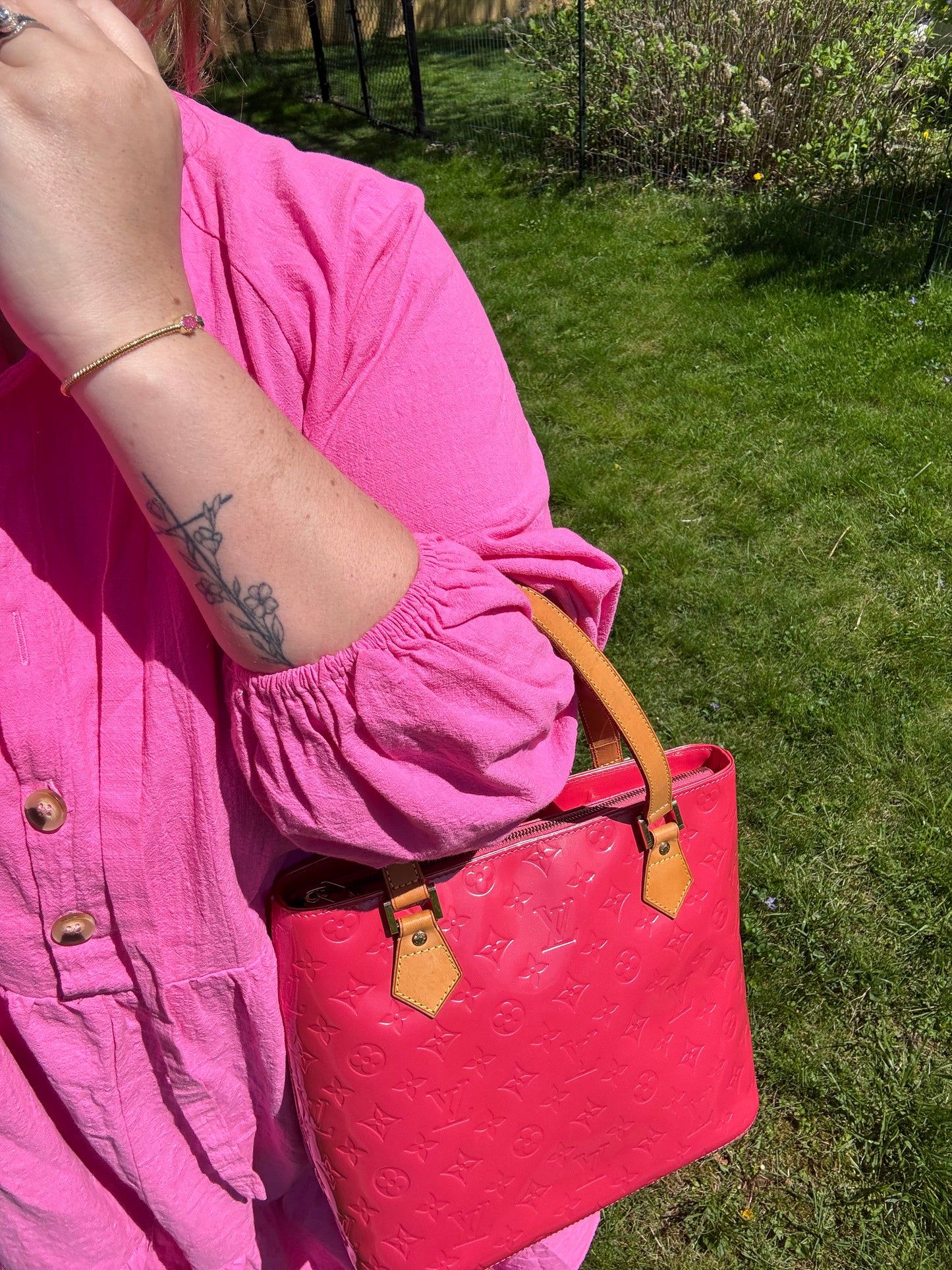Louis Vuitton Houston Hand Bag Vernis Leather Hot Pink/Raspberry