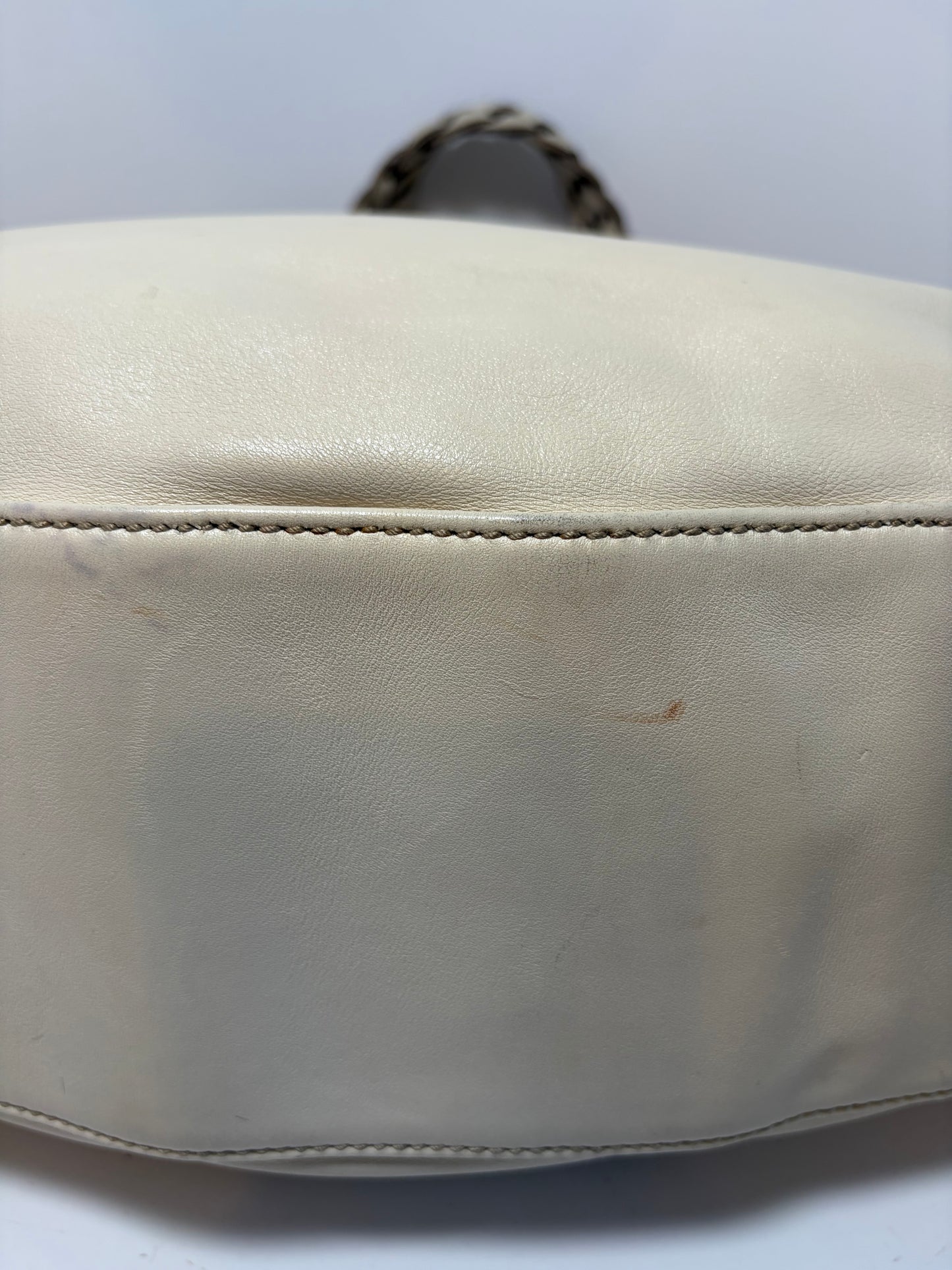 Gucci Pelham Shoulder Bag Ivory Leather w/Braided Handle