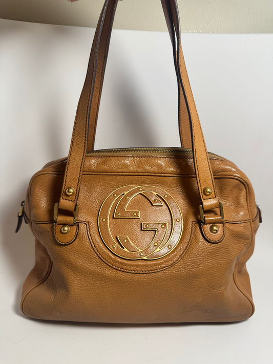 Gucci Blondie Studded Shoulder Bag Leather
