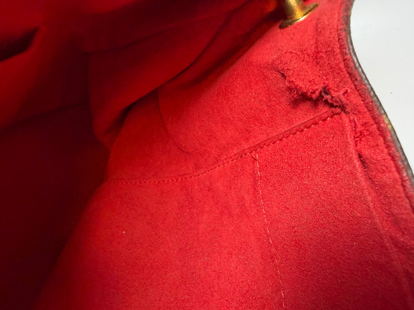 Louis Vuitton Gaia Brown Monogram Shoulder Bag w/Red Leather