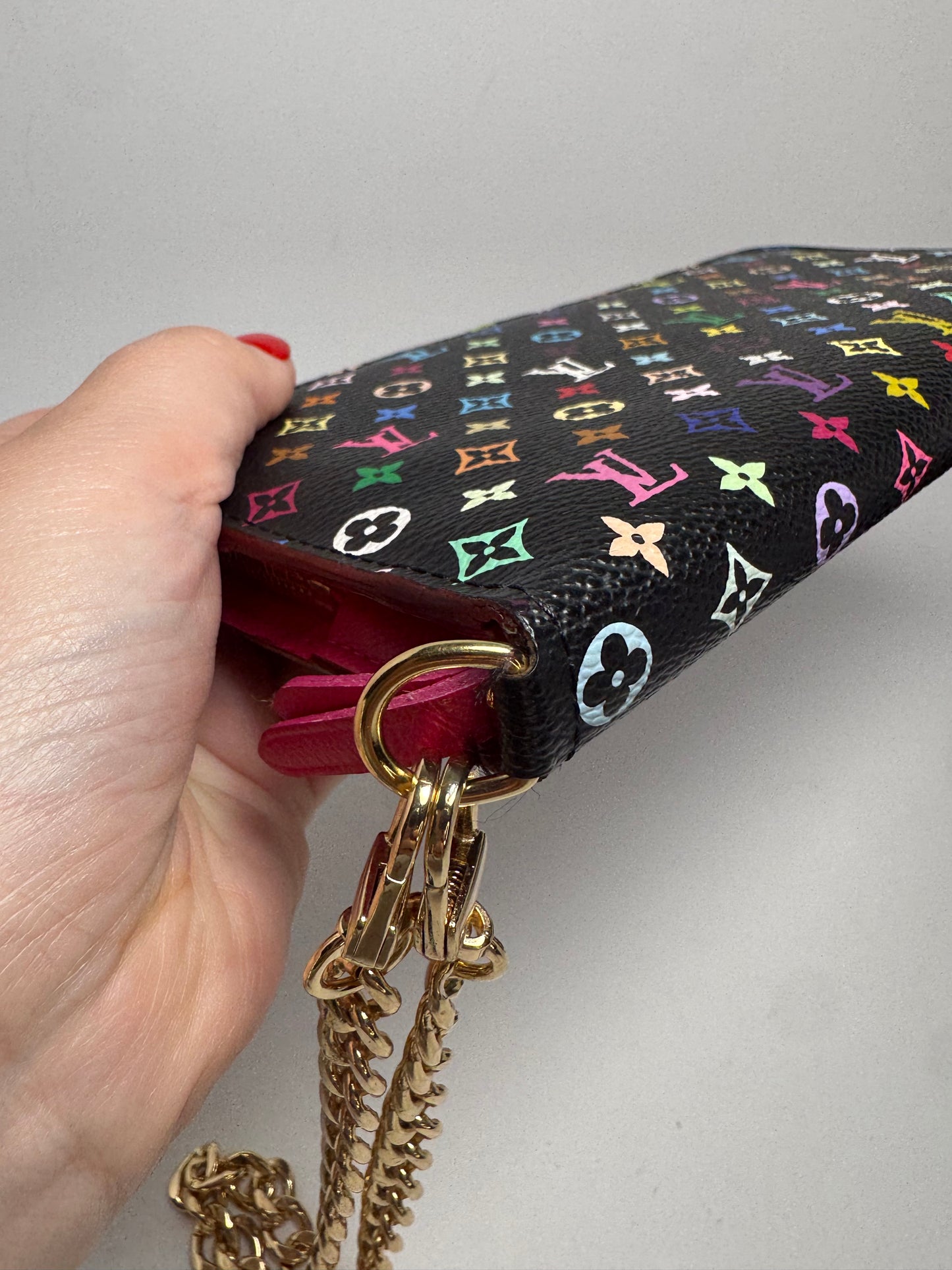Louis Vuitton Insolite Wallet/Wristlet Multicolor Monogram w/Hot Pink Interior