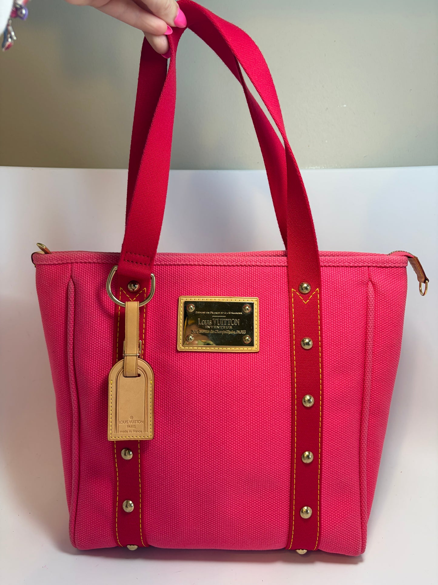 Louis Vuitton Antigua Cabas MM Pink Shoulder Bag Tote