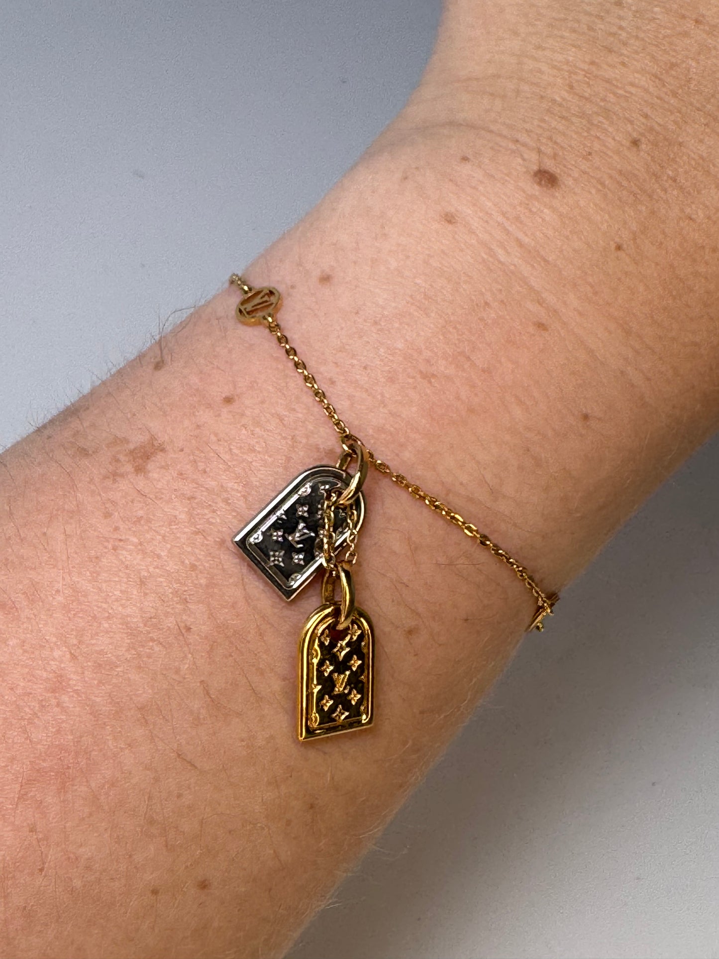 Louis Vuitton Nanogram Bracelet Gold & Silver Tags