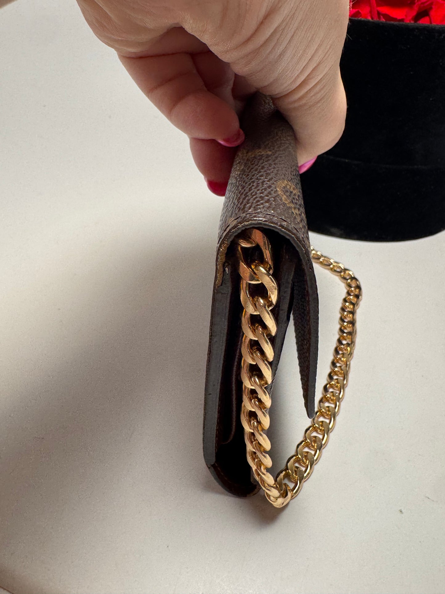 Louis Vuitton Monogram Sarah Trifold Wallet on Chain