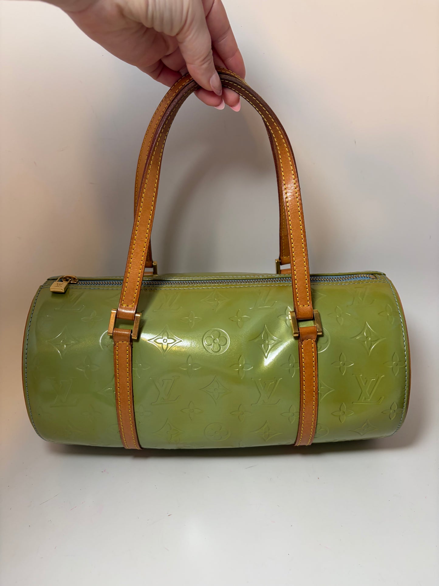 Louis Vuitton Vernis Green Monogram Papillon Bedford Bag w/Vachetta Leather