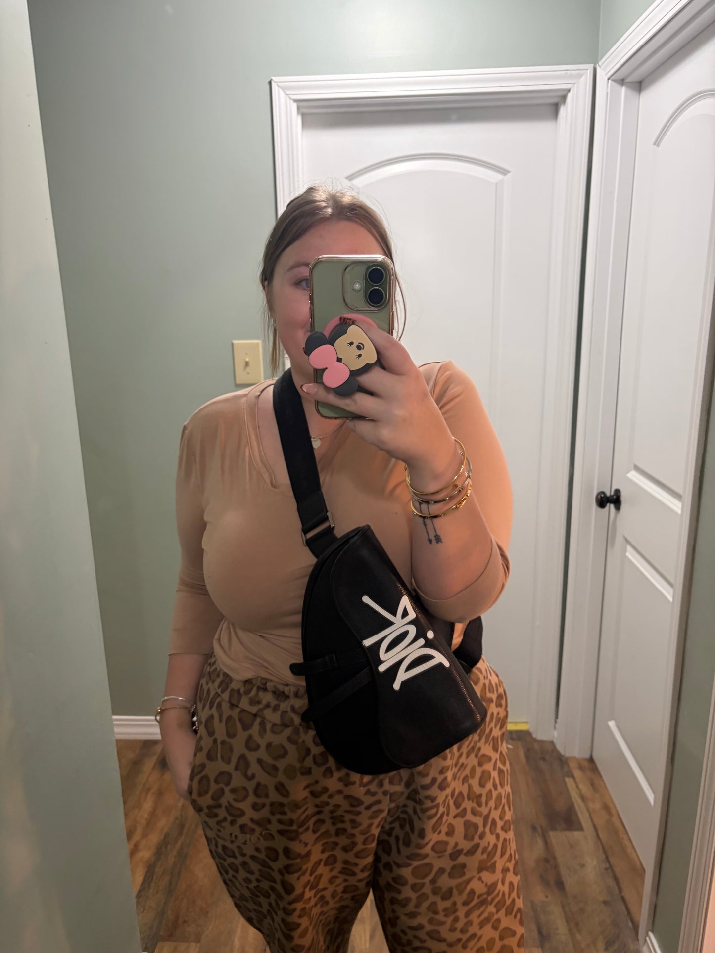 Christian Dior Black Leather Waist Bag/Crossbody Dior x Shawn Stussy Saddle Bag with Graffiti Logo Unisex