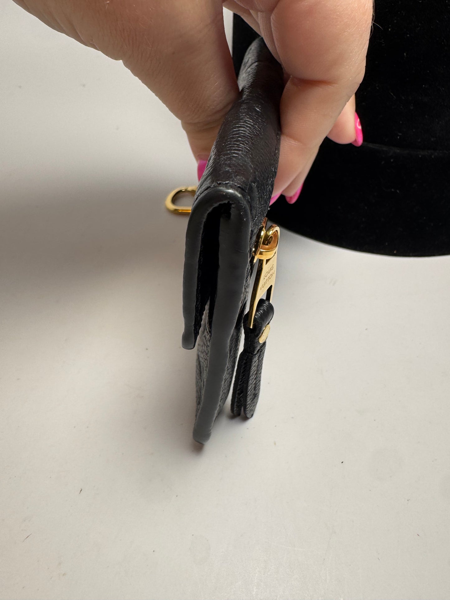 Louis Vuitton Black Key Pouch Wallet Empriente Noir Leather w/Key Ring