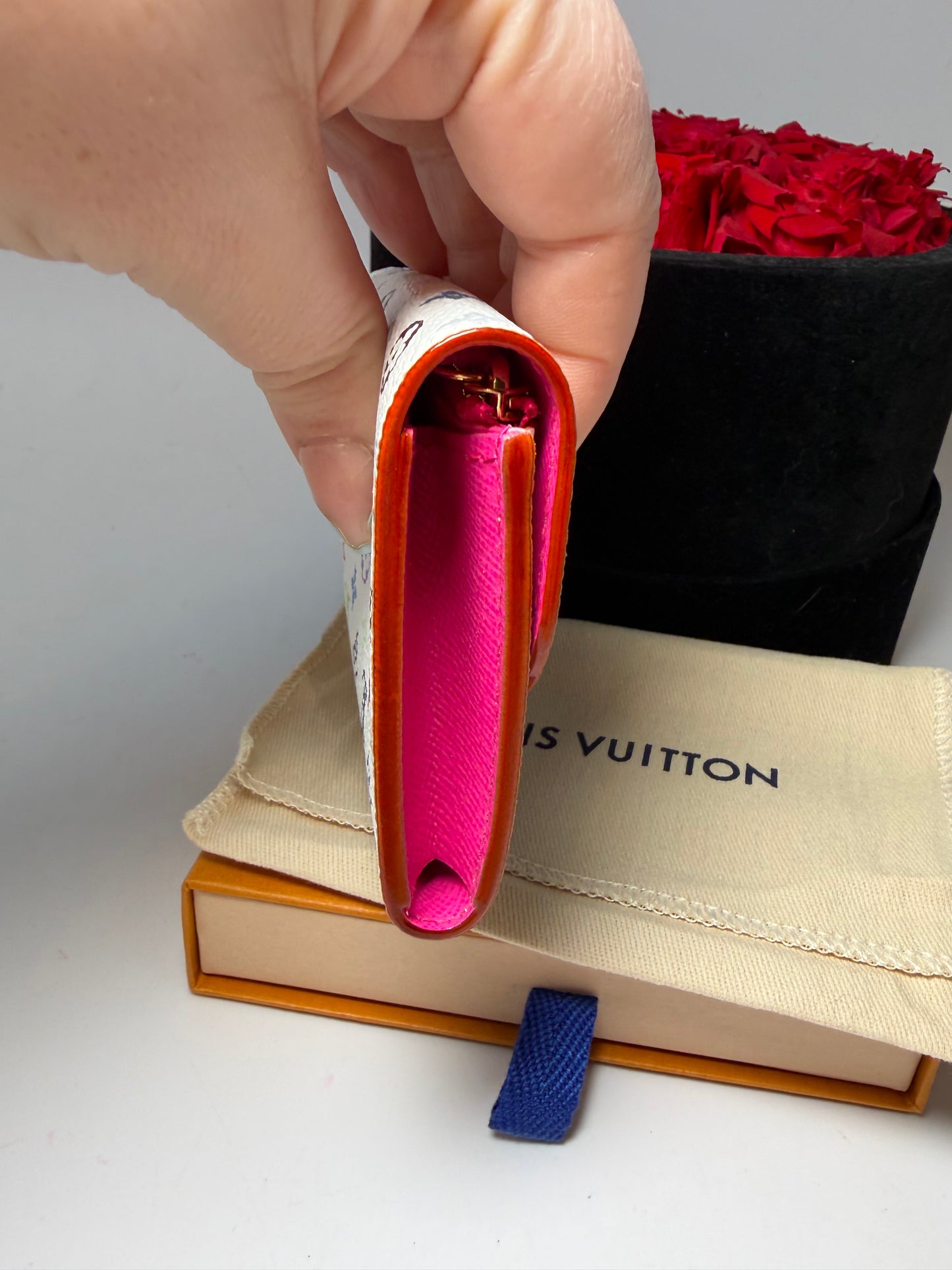 Louis Vuitton LV X TM Rosalie Coin Purse Multicolor Canvas with Hot Pink Interior NEW