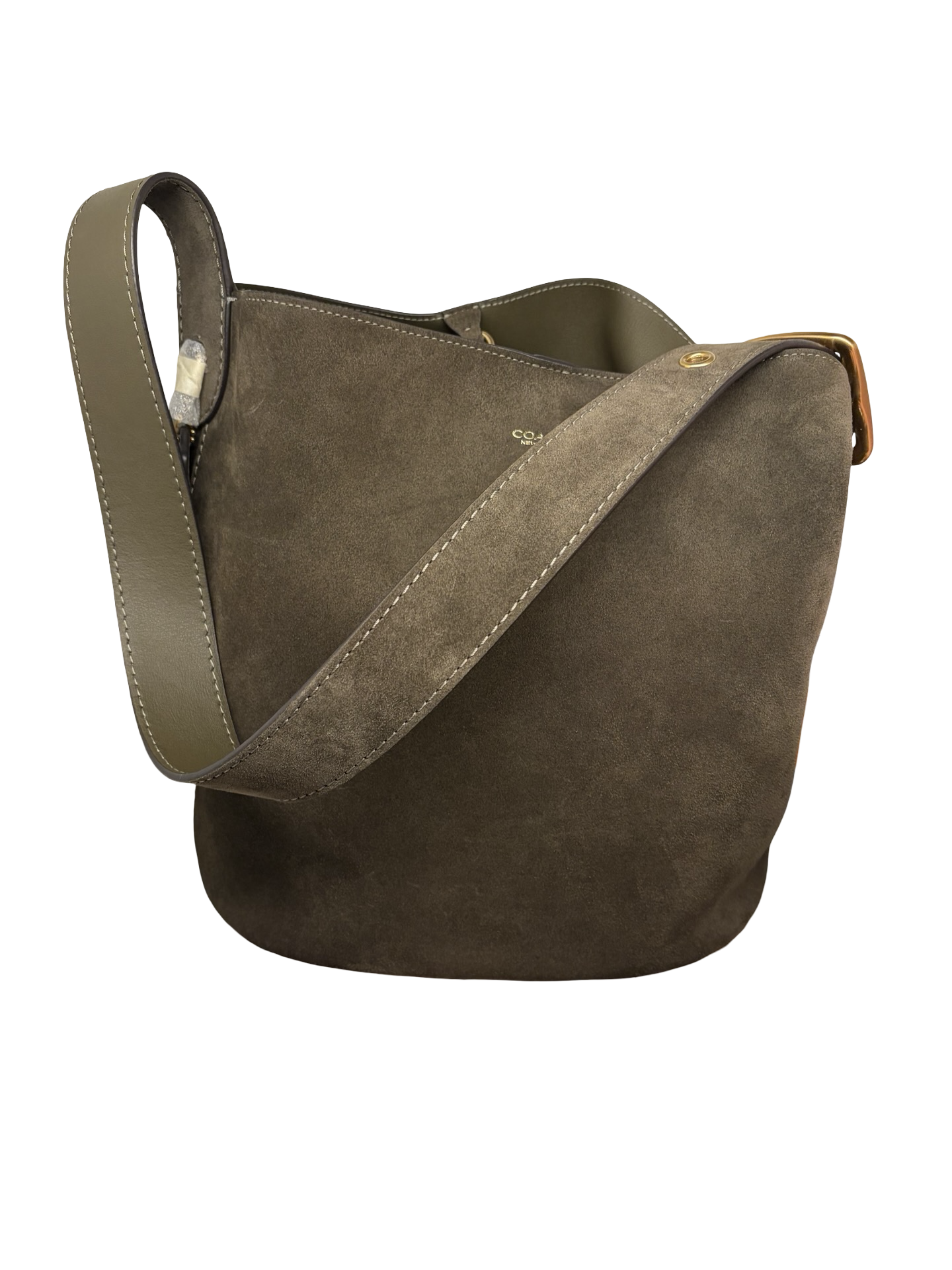 Coach Bleecker Bucket Bag Shoulder Bag with Pouch NWT In Olive Suede
