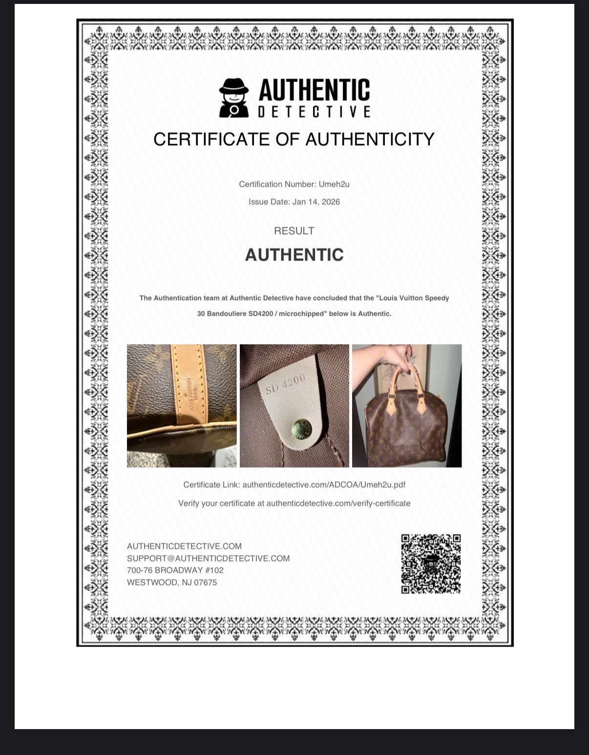 Louis Vuitton Speedy 30 Bandoulière Monogram w/COA Excellent Condition