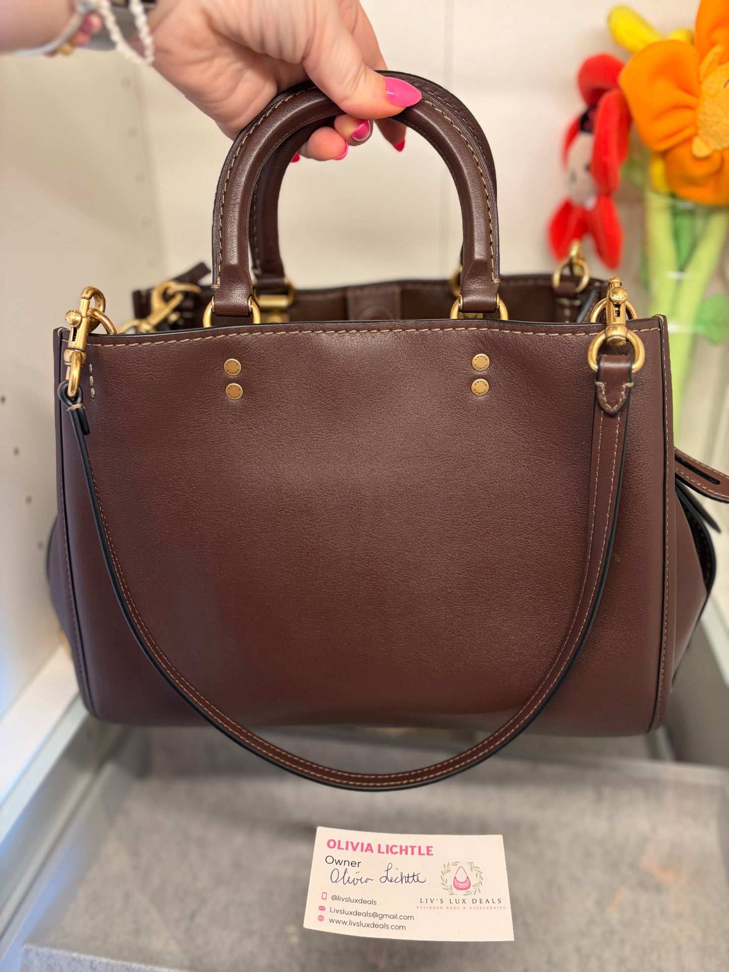 Coach Rogue 31 Maple & Brass w/shoulder straps, crossbody strap & dust bag- Like New