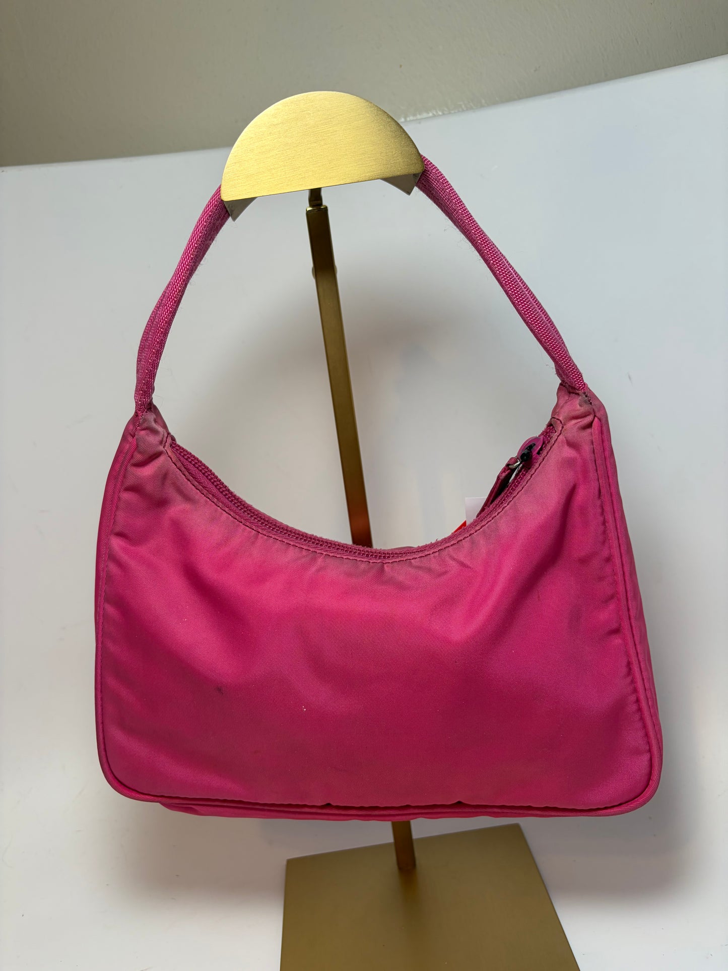 Prada Hot Pink Nylon Hobo Tessuto Mini Hand Bag