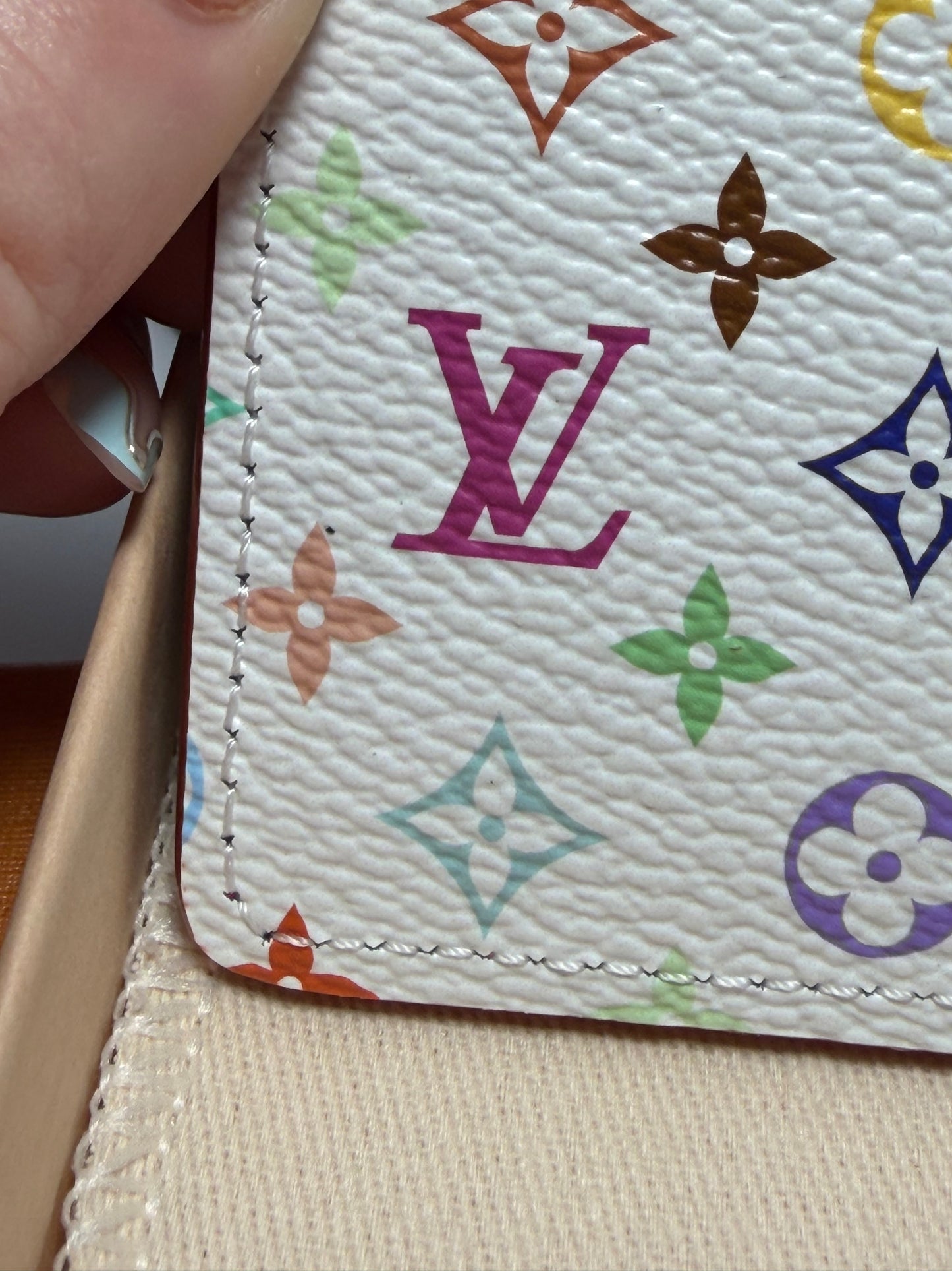 Louis Vuitton LV x TM White Multicolor & Hot Pink Card Case Murakami NWT