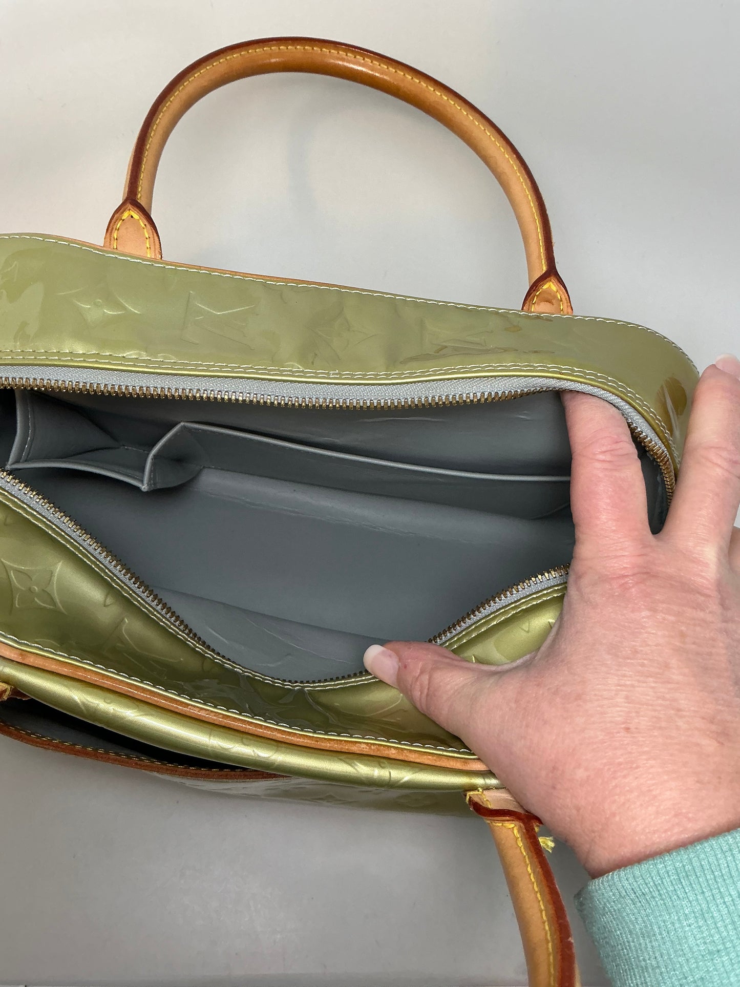 Louis Vuitton Monogram Green Vernis Tompkins Square Bag