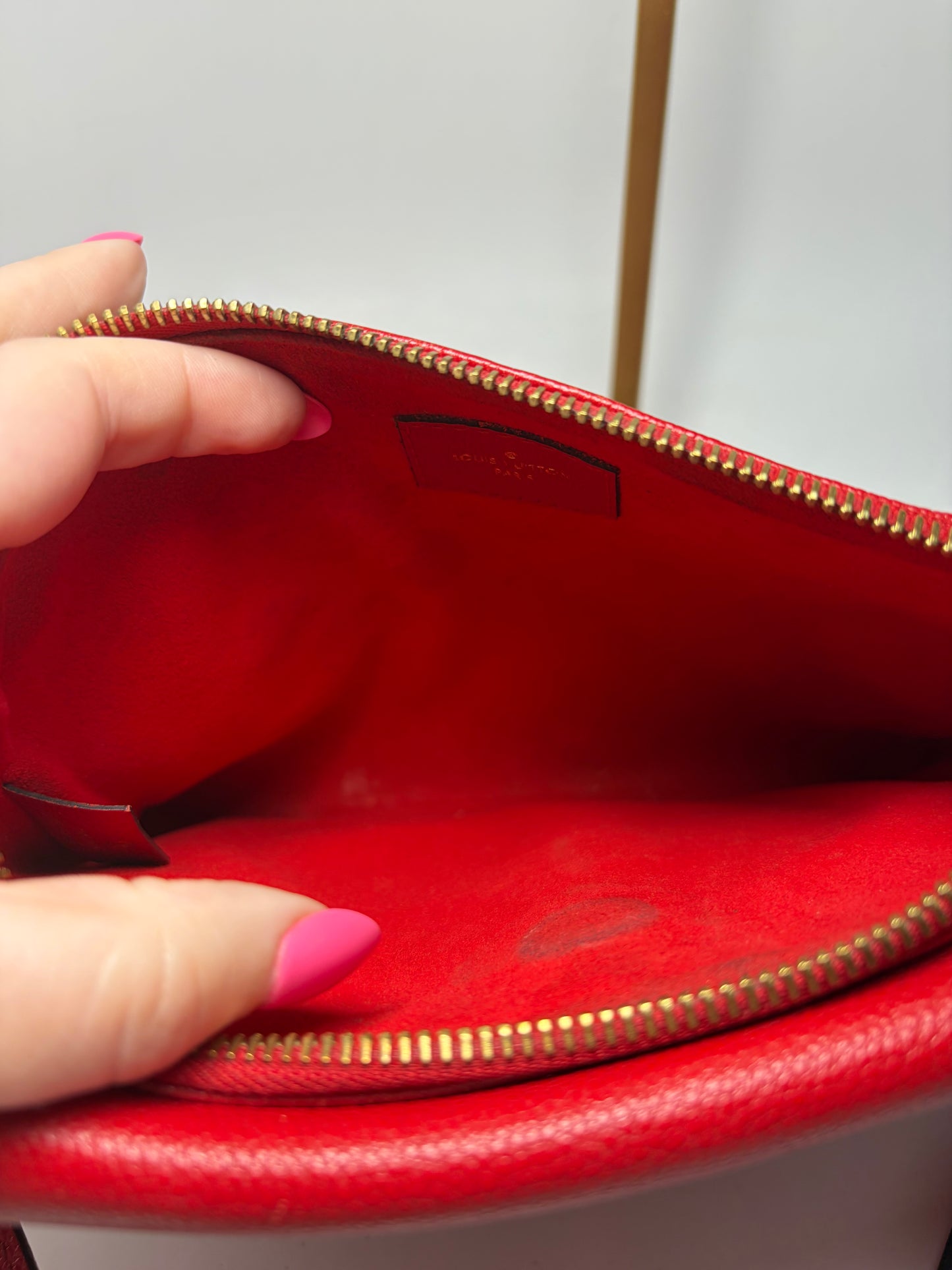 Louis Vuitton Empriente Leather Twice Crossbody in Cherry Red