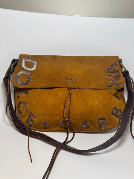 Dolce & Gabbana Suede Tassel Leather Shoulder Bag