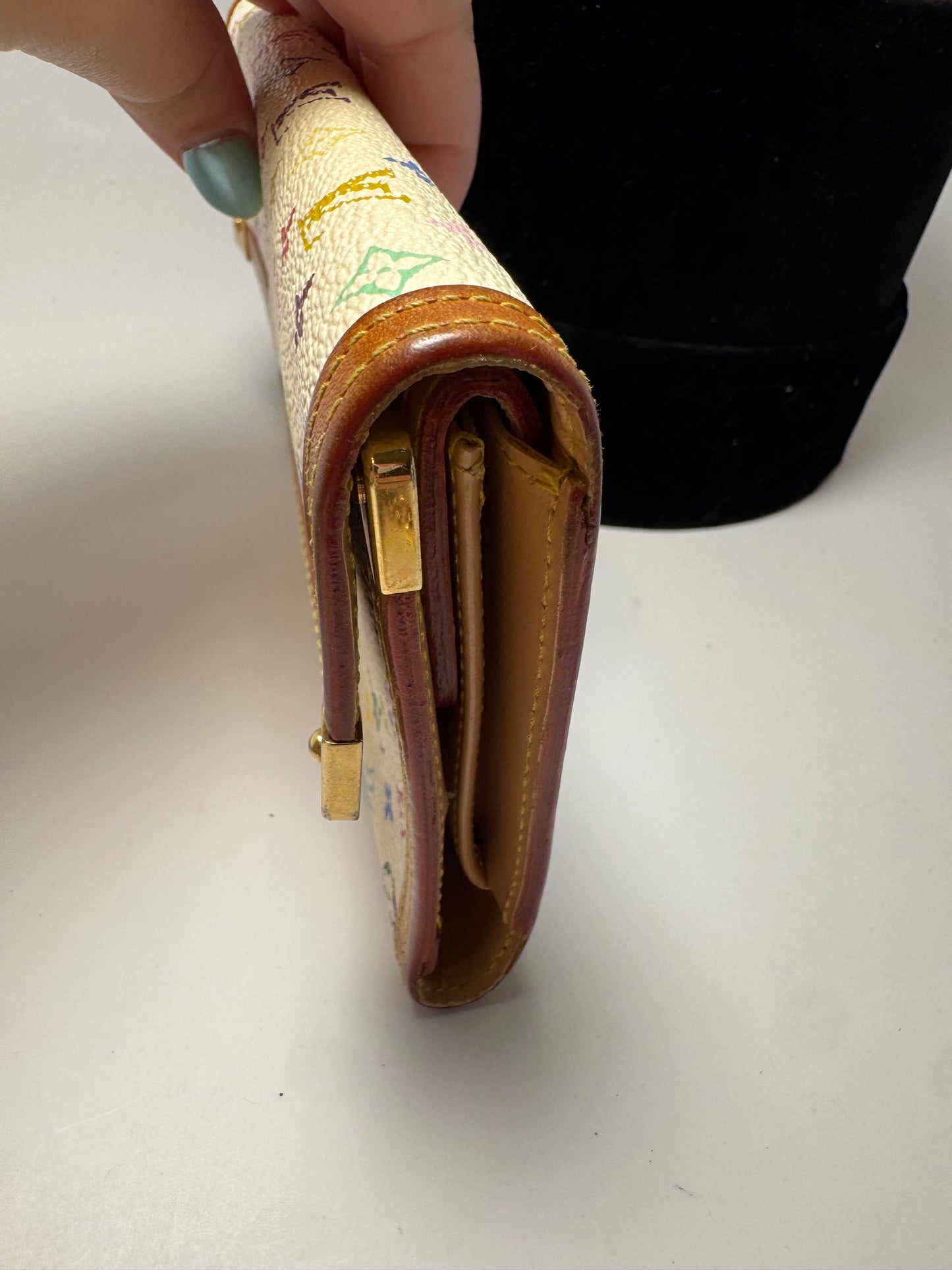 Louis Vuitton Porte Tressor Trifold White Multicolor Monogram Wallet