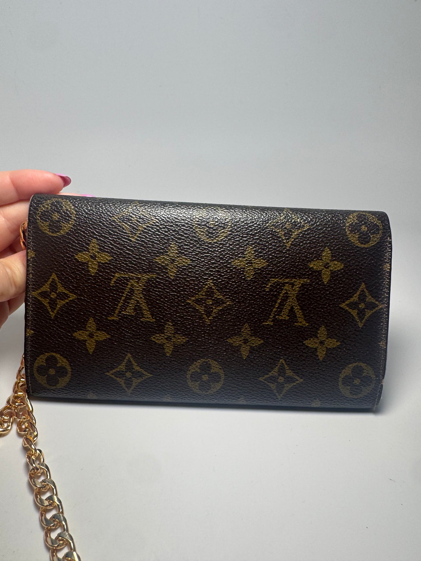 Louis Vuitton Porte Monnaie Tresor Wallet Monogram Wallet on Chain- Made in USA 1995