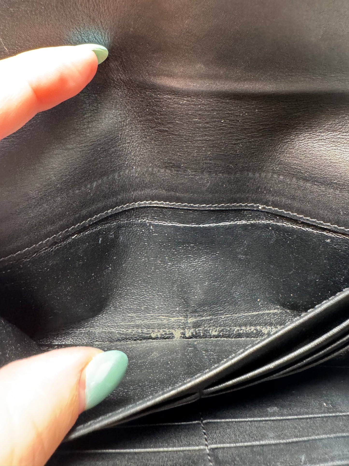 Yves Saint Laurent Black Leather Clutch w/Gold