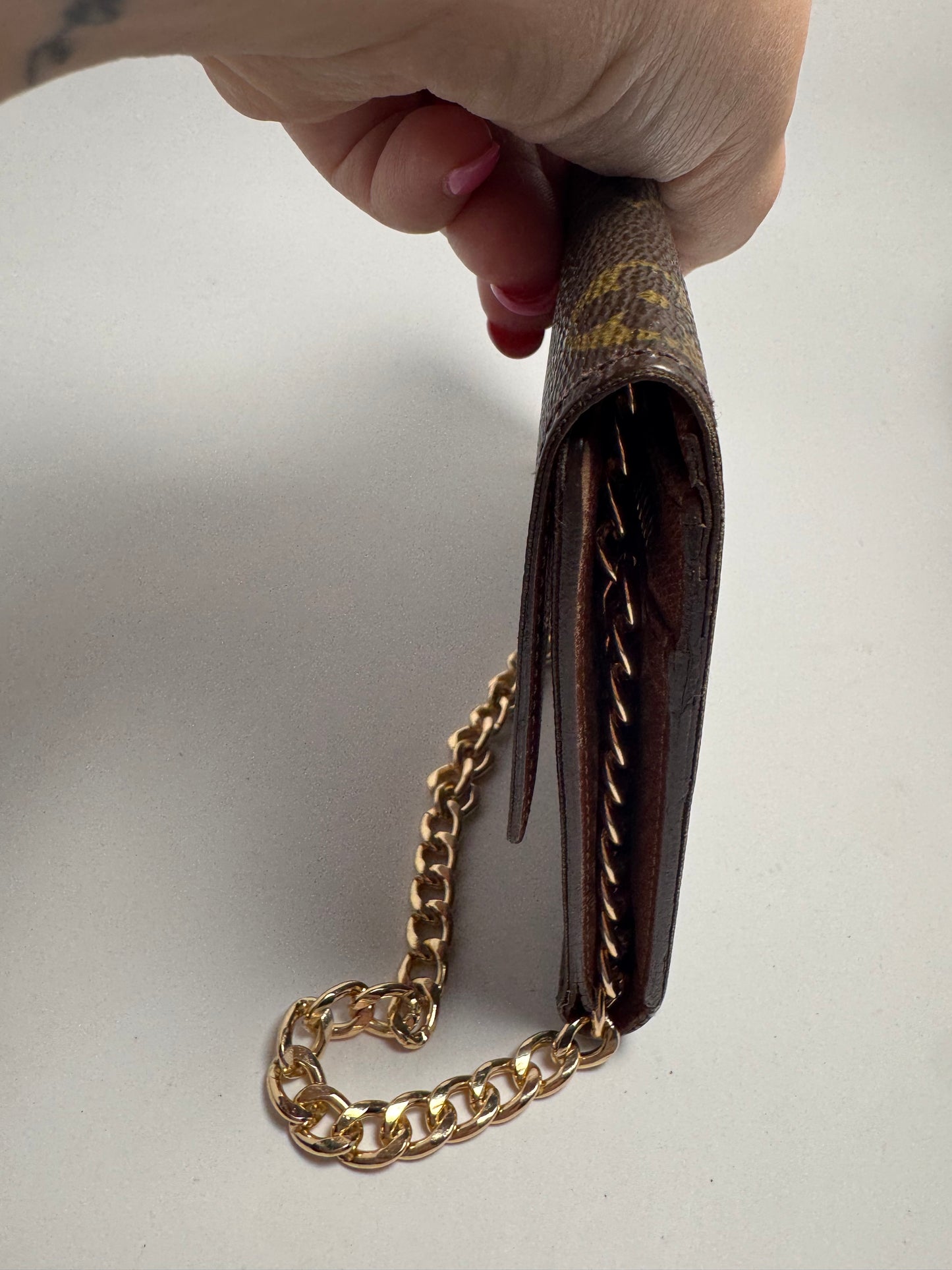 Louis Vuitton Pochette Trifold Wallet On Chain in Monogram/Passport Holder Made in Spain in July 1996