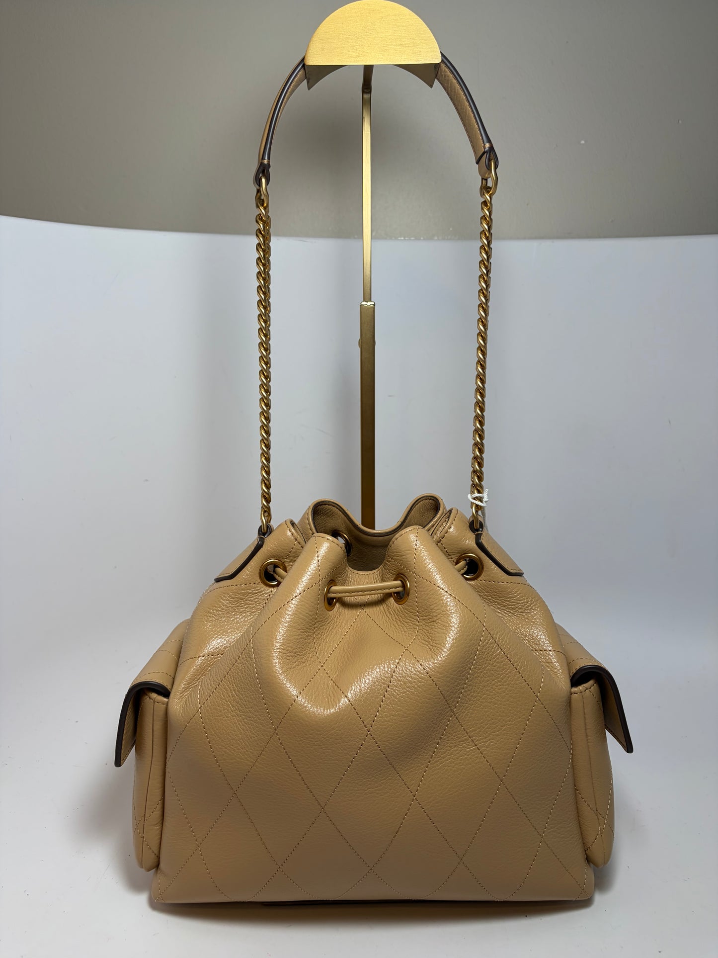 Tory Burch Small Charlie Drawstring Bag/Crossbody in Pecan NWT