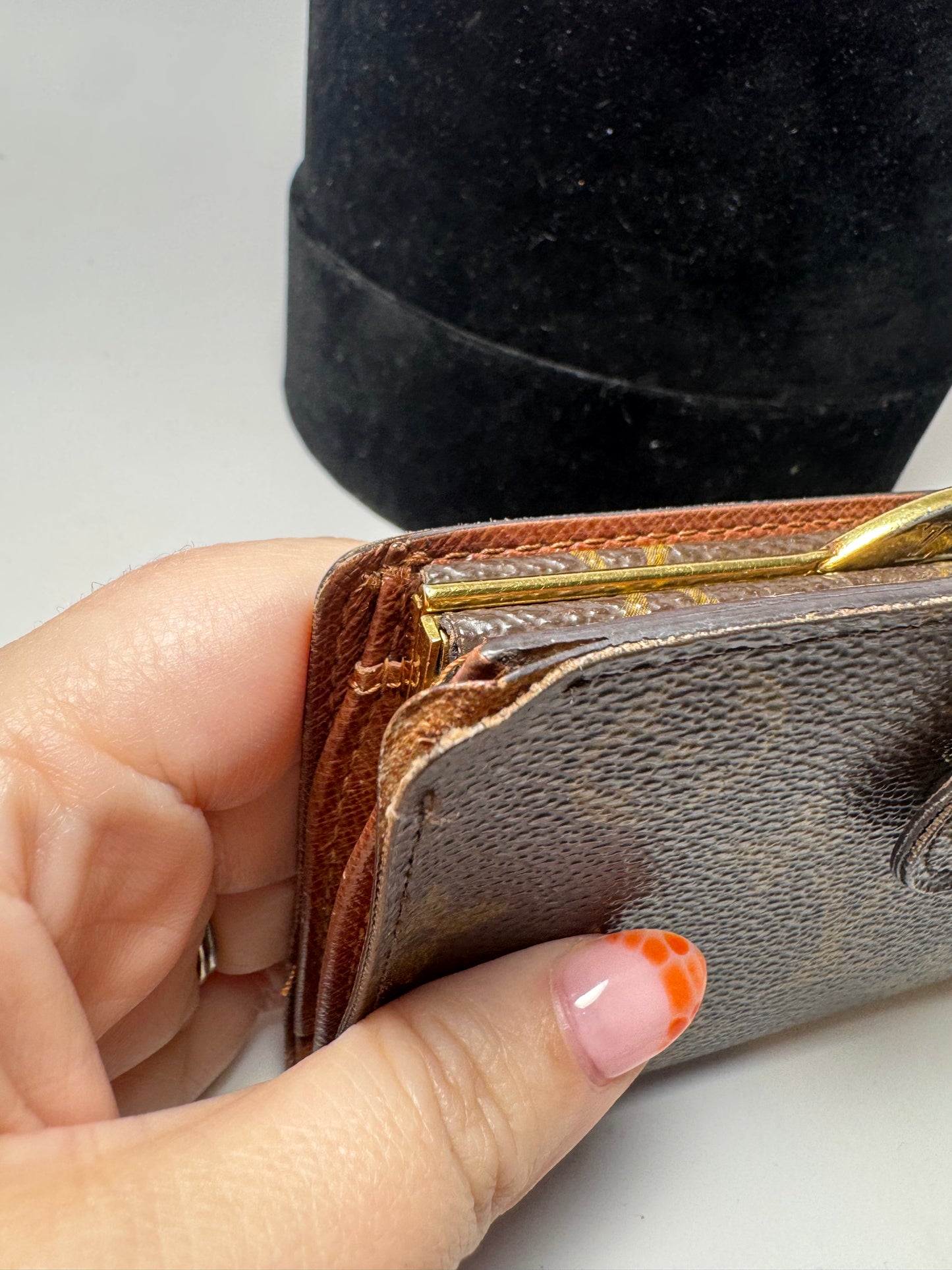 Louis Vuitton French Purse Kiss Lock Monogram Wallet- Fair Condition