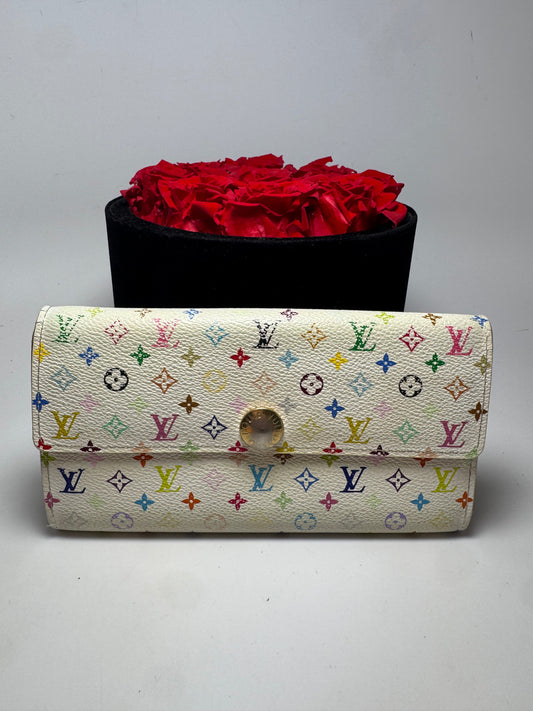 Louis Vuitton Sarah White Multicolor Wallet- FAIR condition